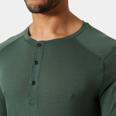 Men's HH Durawool Long Sleeve Henley - 390 JUNGLE GREEN