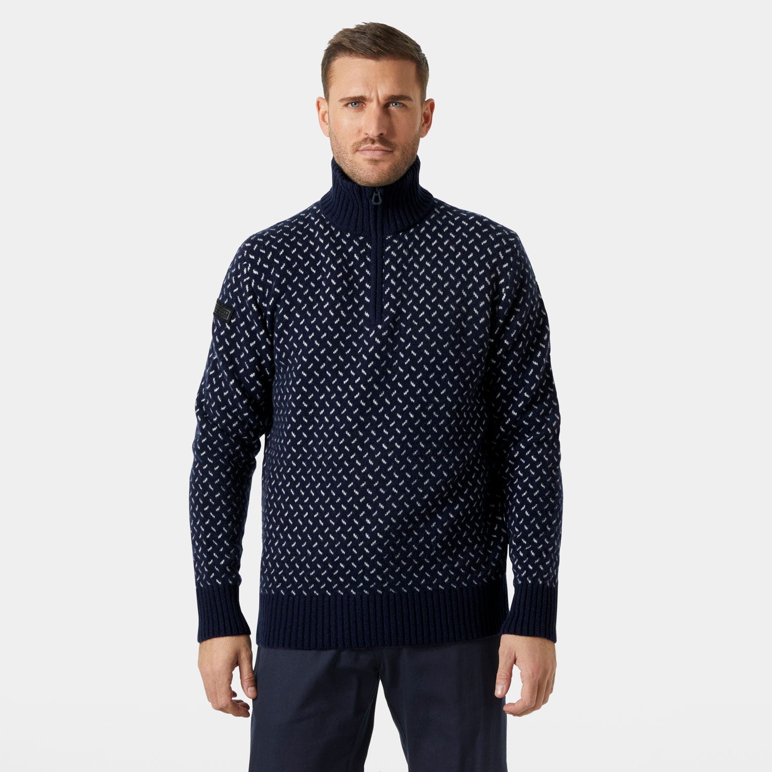Men's Arctic Ocean Icelander Wool Knit ½ Zip Sweater - 596 NAVY