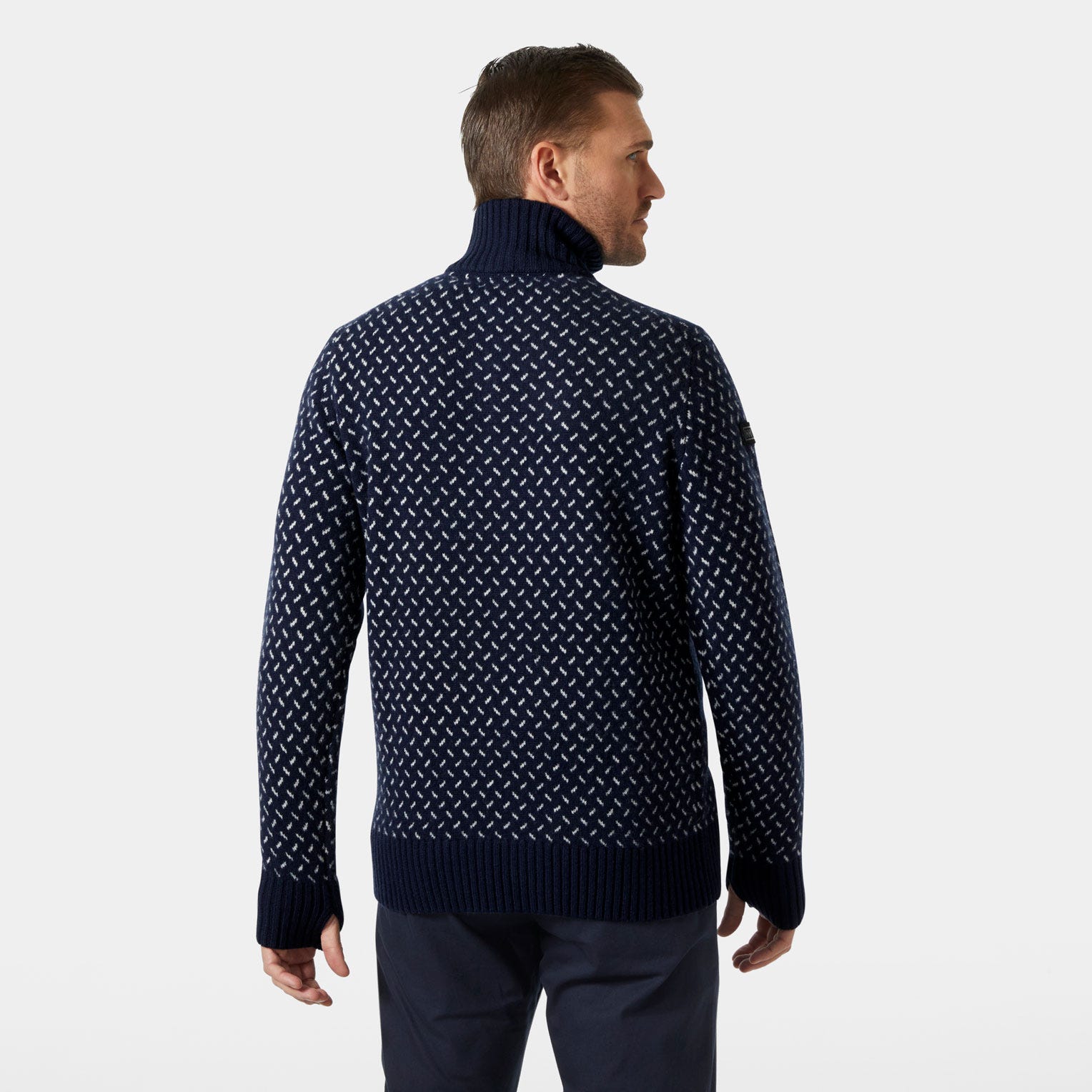 Men's Arctic Ocean Icelander Wool Knit ½ Zip Sweater - 596 NAVY