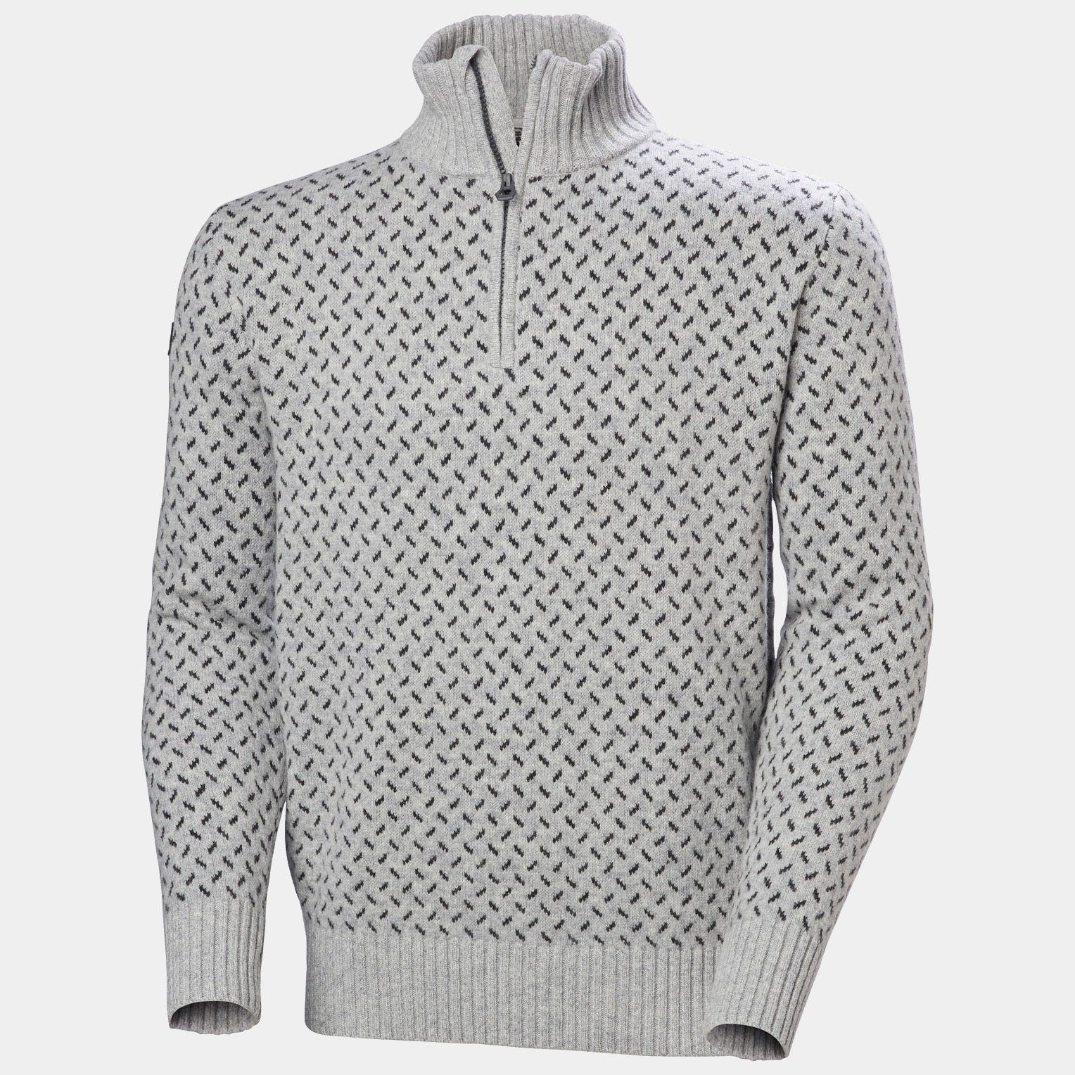 Men's Arctic Ocean Icelander Wool Knit ½ Zip Sweater - 949 GREY MELANGE