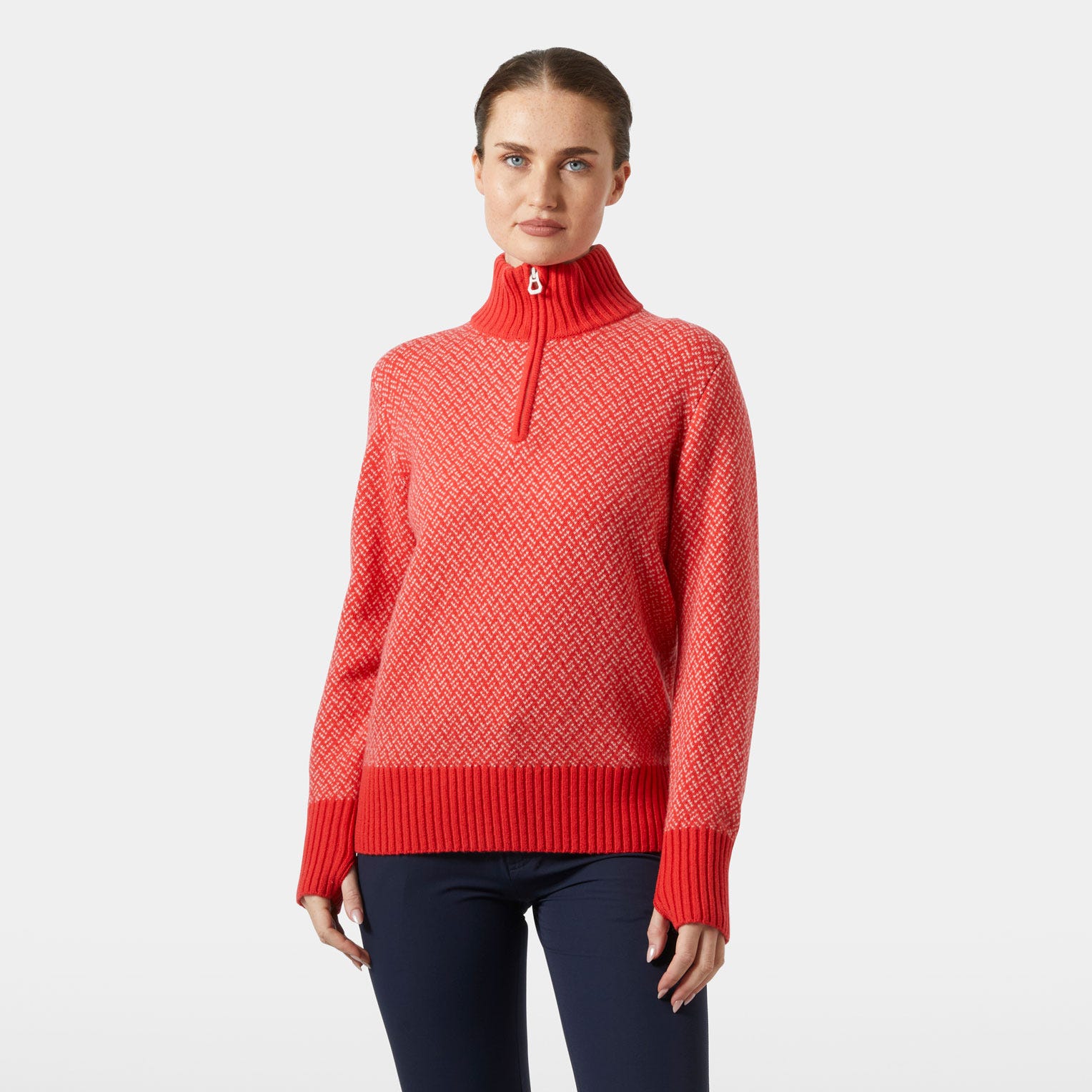 Women’s Arctic Ocean Iceland Wool Knit Sweater - 222 ALERT RED
