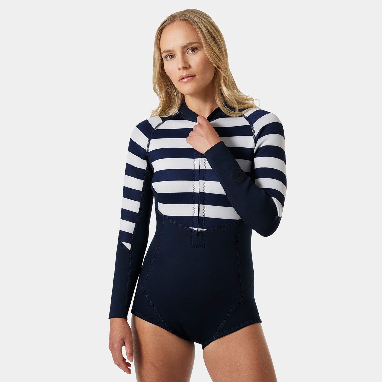 Women's Waterwear Long Sleeve Spring Wetsuit - 599 NAVY STRIPE