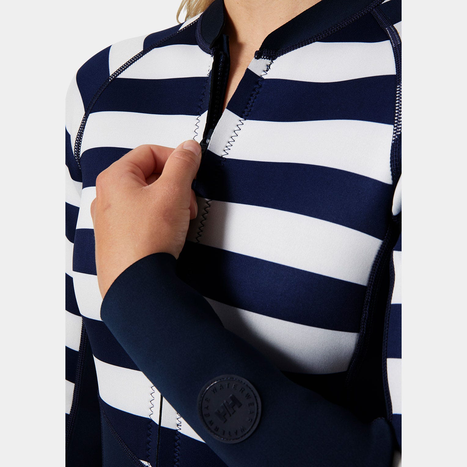 Women's Waterwear Long Sleeve Spring Wetsuit - 599 NAVY STRIPE