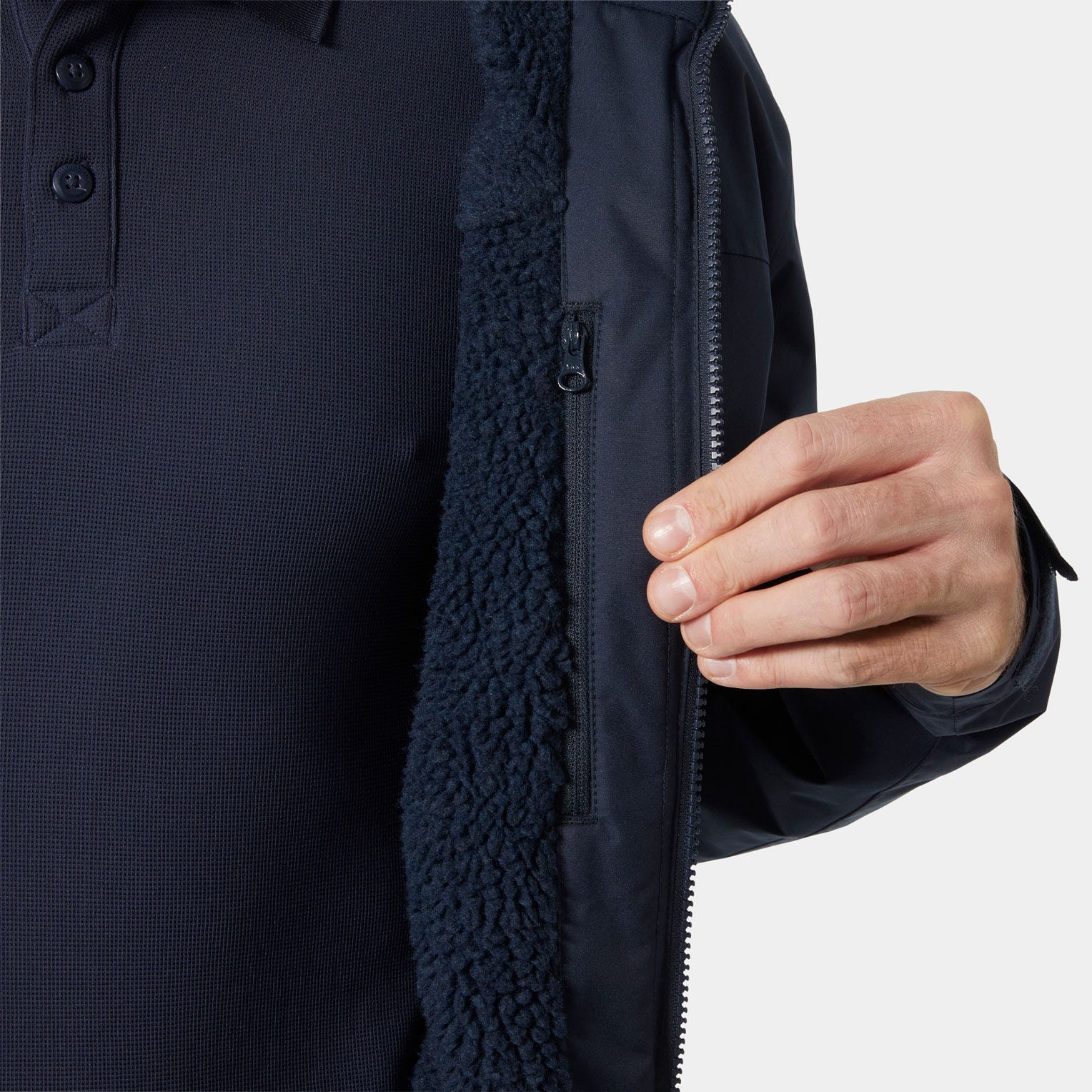 Men's Crew Hooded Pile Jacket - 597 NAVY