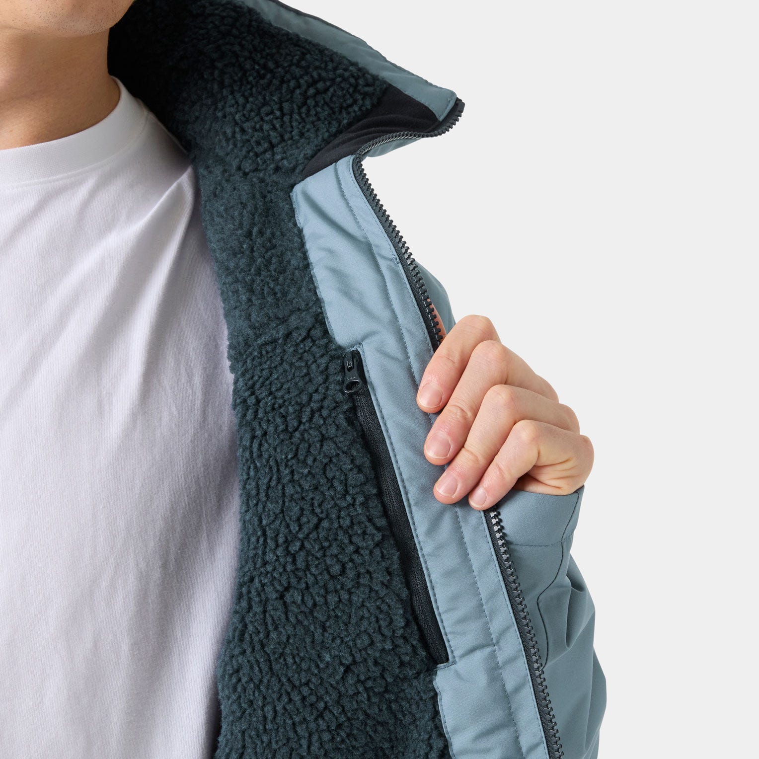 Men's Crew Hooded Pile Jacket - 601 WASHED NAVY