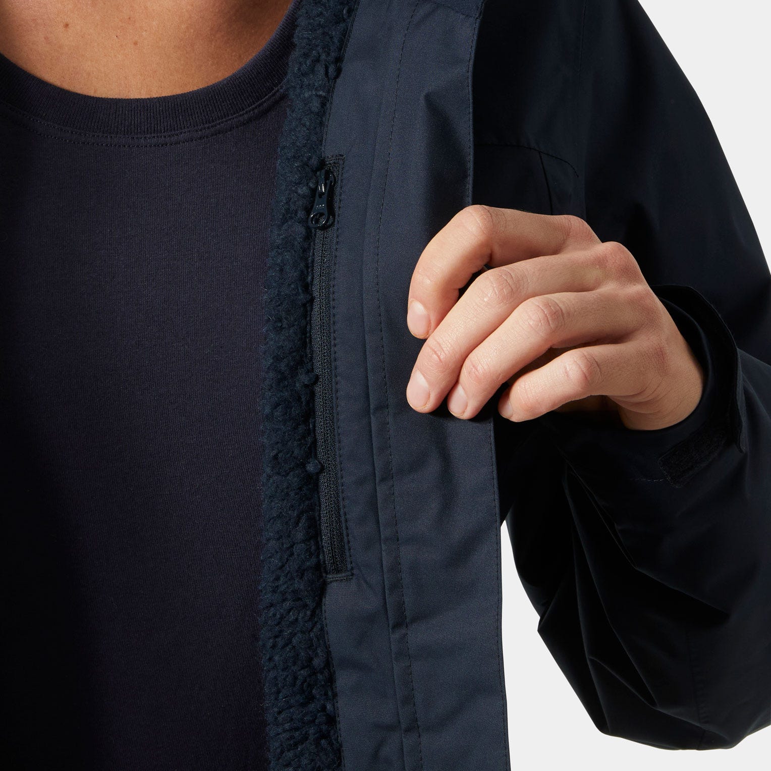 Women's Crew Hooded Pile Jacket - 597 NAVY