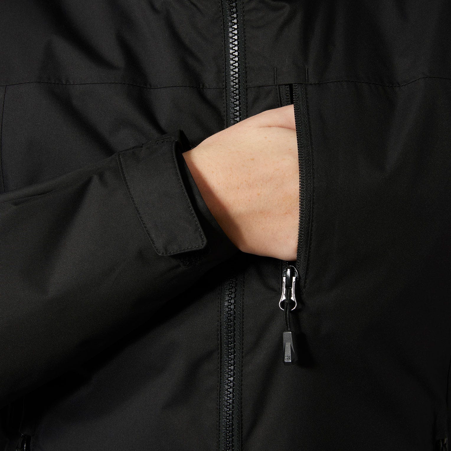 Women's Crew Hooded Pile Jacket - 990 BLACK