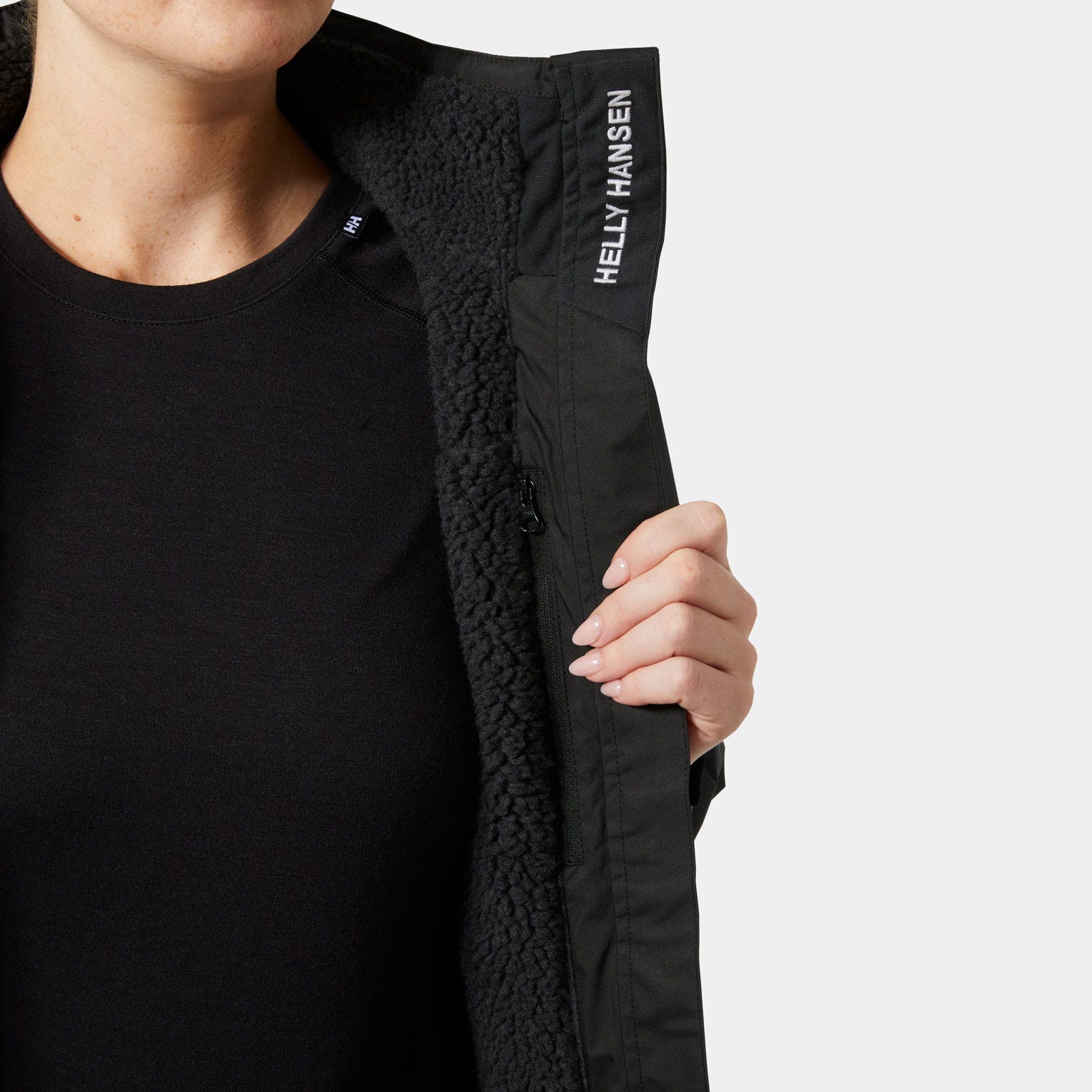 Women's Crew Hooded Pile Jacket - 990 BLACK