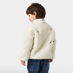 Kids' Frosty Pile Sweater - 034 CREAM LITTLE MOOSE EMBROIDERY