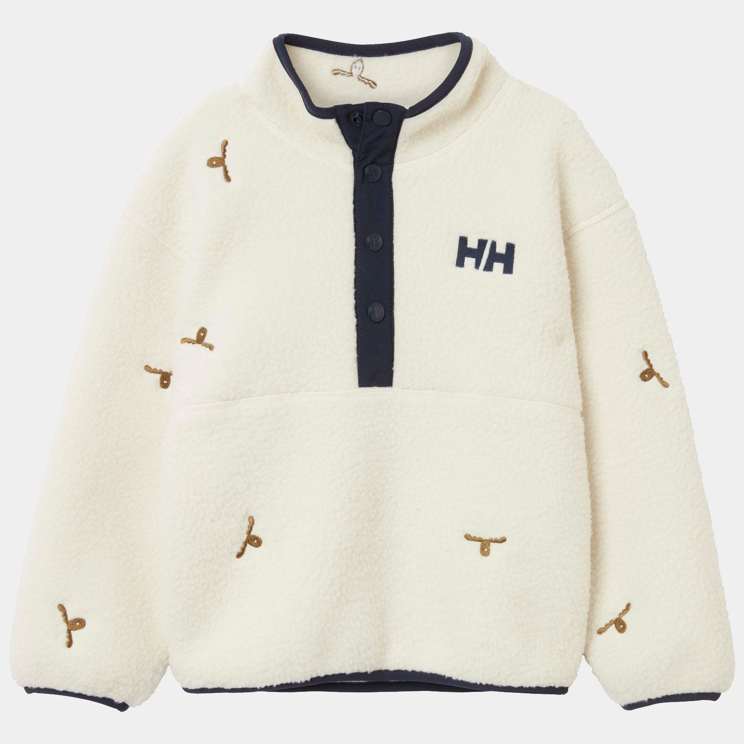 Kids' Frosty Pile Sweater - 034 CREAM LITTLE MOOSE EMBROIDERY