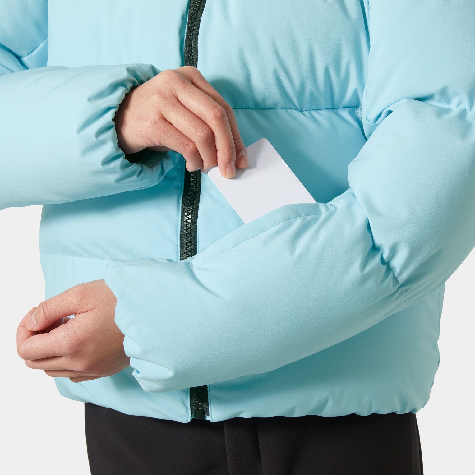 Juniors' Nora Short Puffy Ski Jacket - 607 LIGHT CYAN
