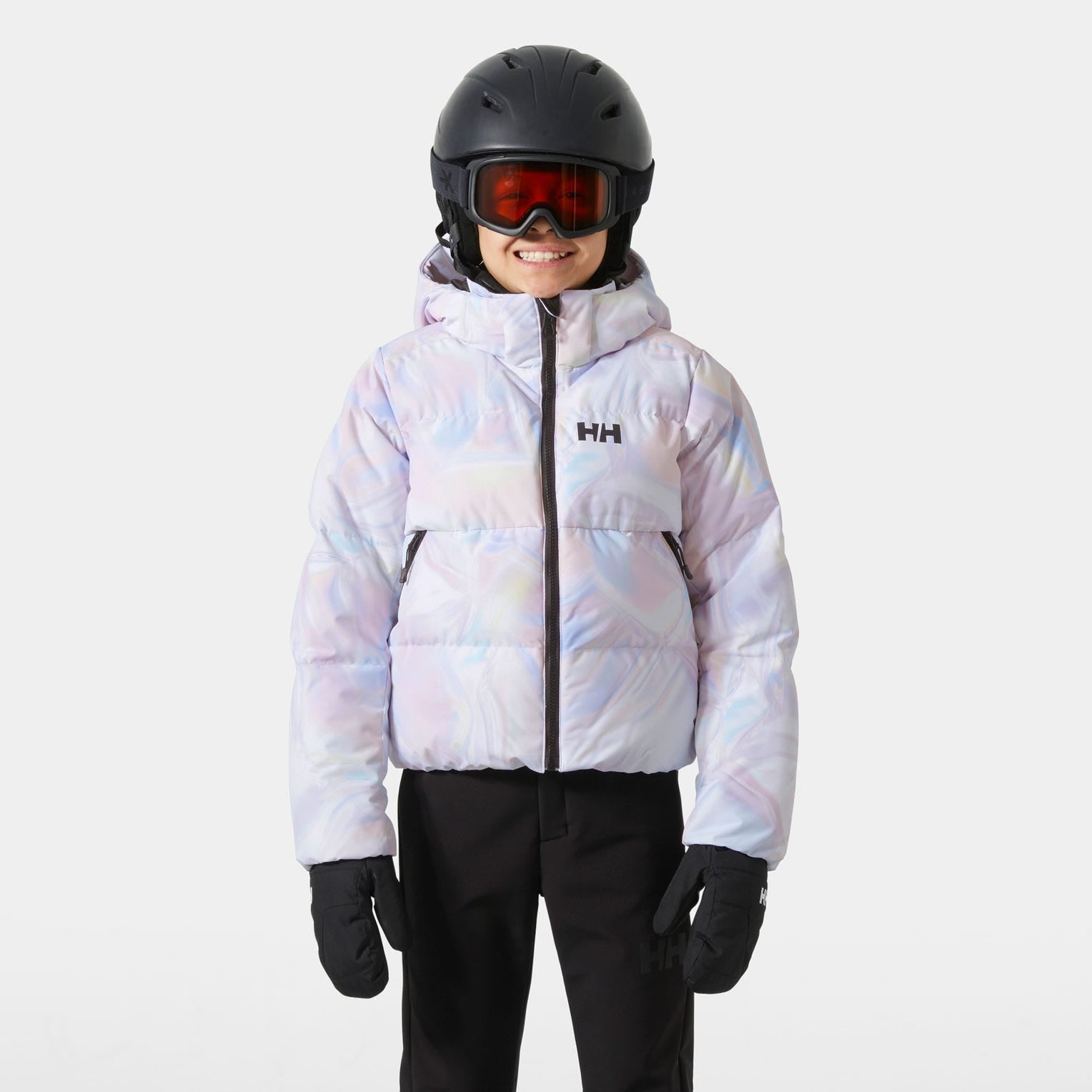 Juniors' Nora Short Puffy Ski Jacket - 687 REFLECTIONS AOP