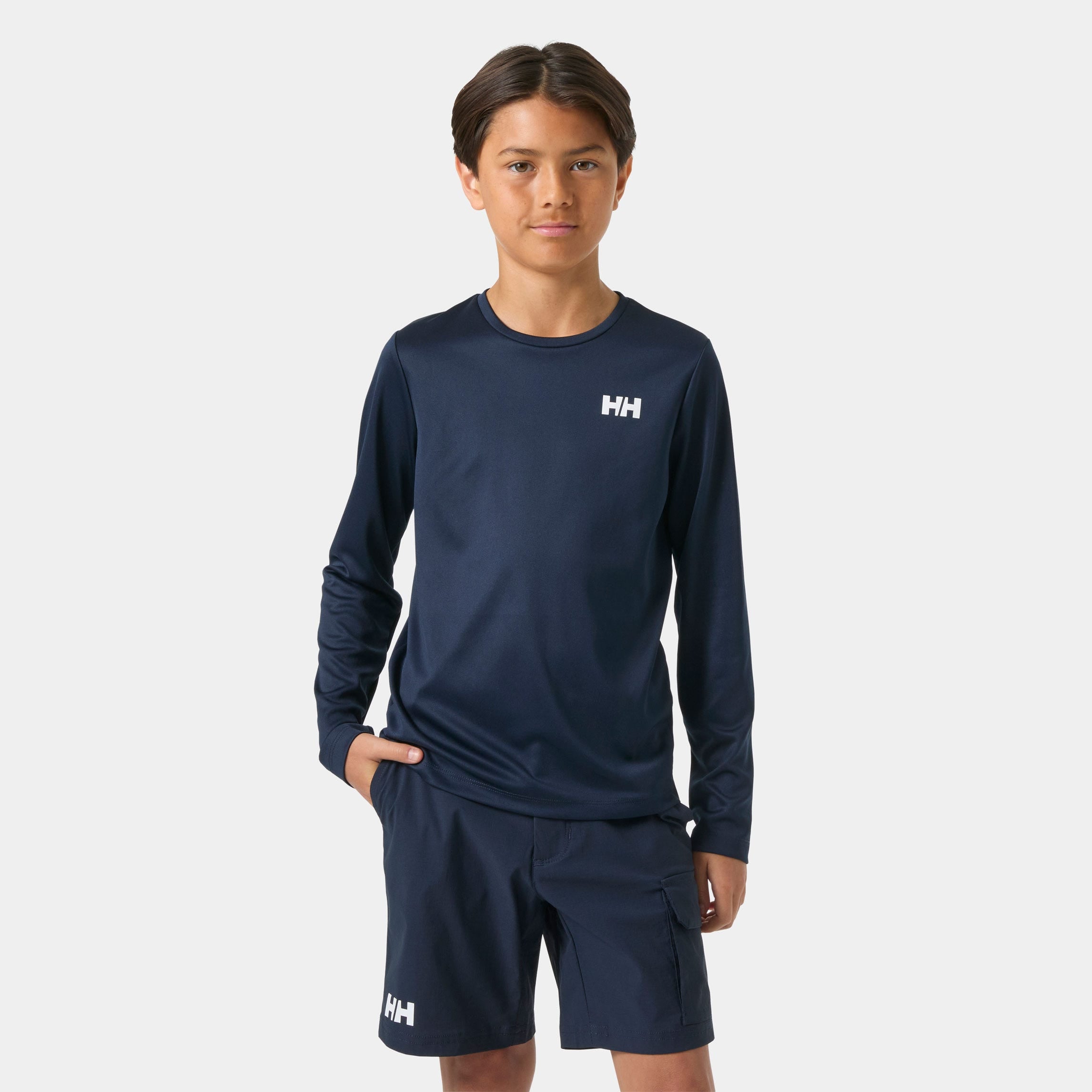 Juniors' HH Tech Long Sleeve Crew - 598 NAVY