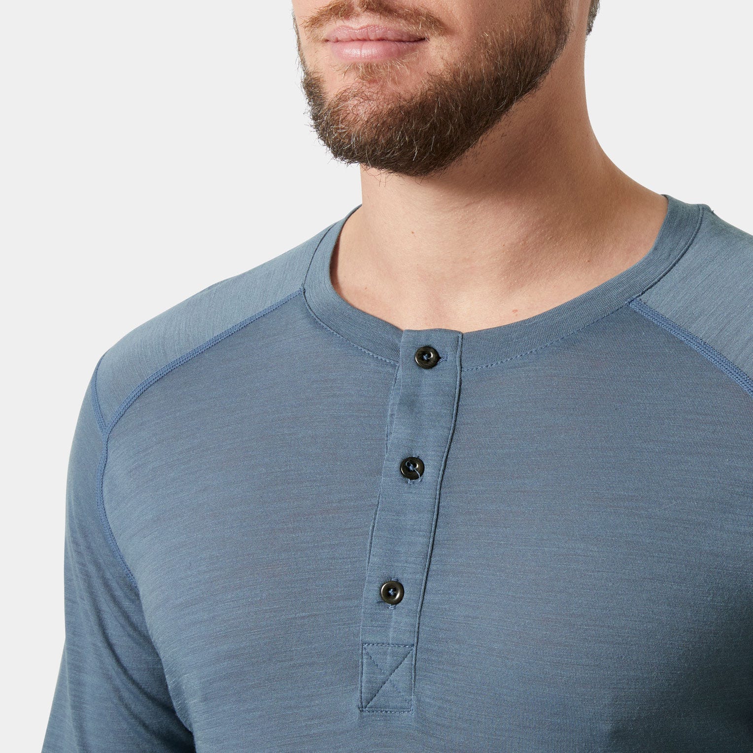 Men's HH Durawool Long Sleeve Henley - 601 WASHED NAVY