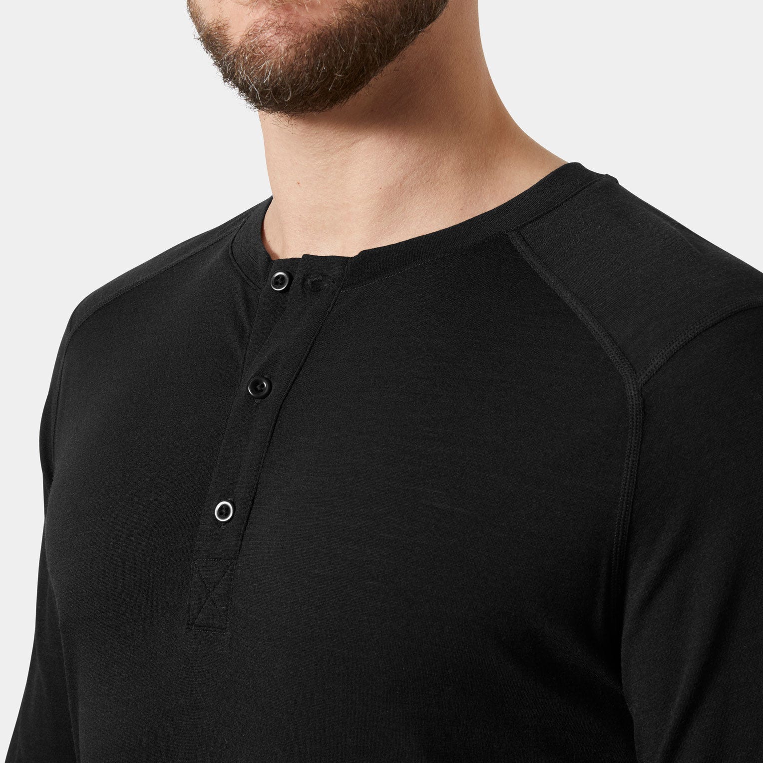 Men's HH Durawool Long Sleeve Henley - 990 BLACK