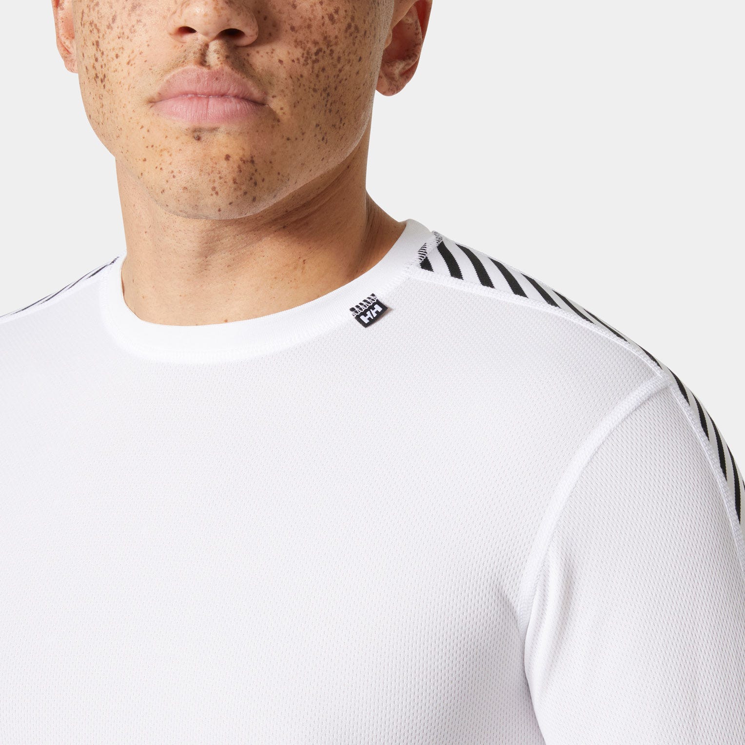 Men's HH LIFA® Stripe Long-Sleeve Crew Base Layer - 001 WHITE