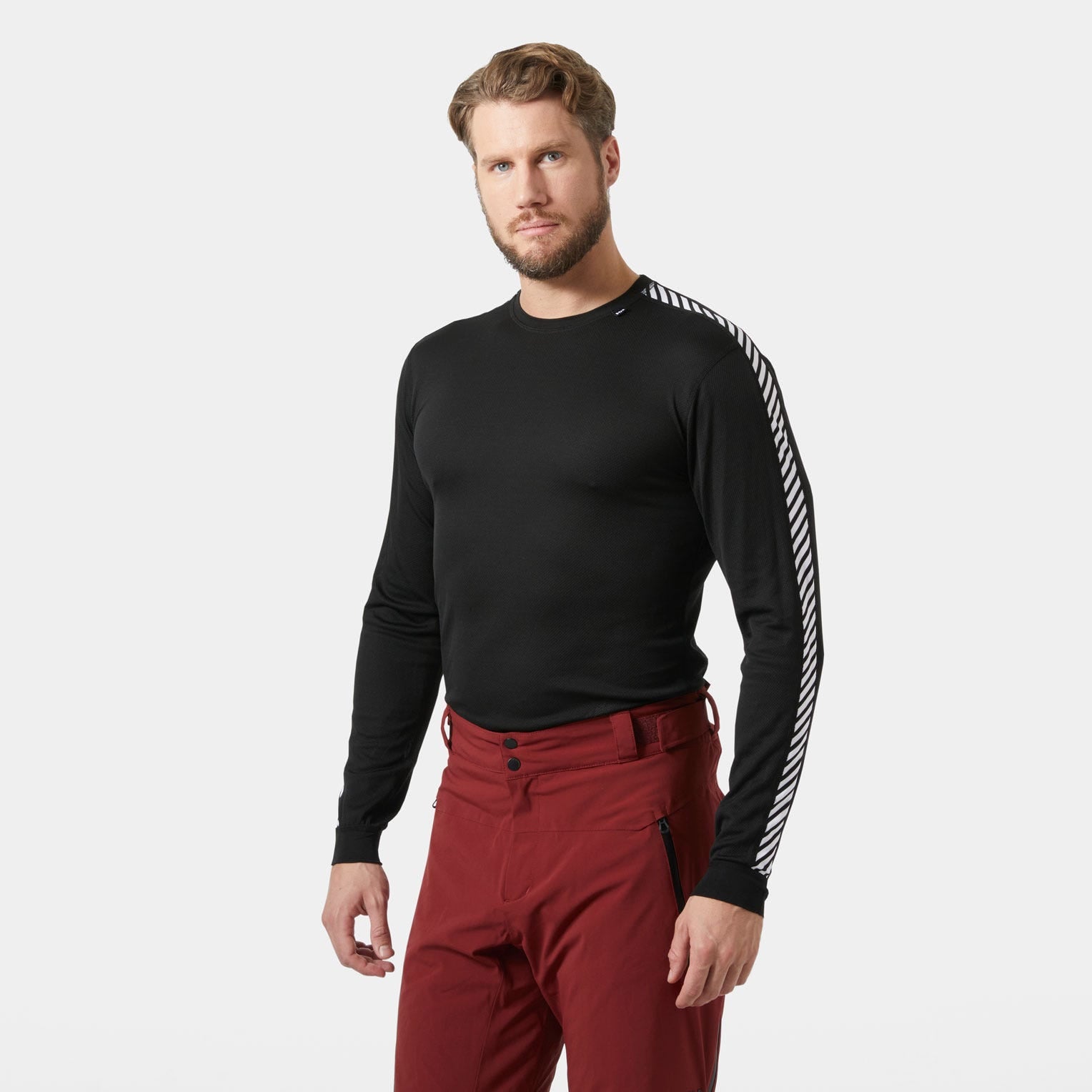 Men's HH LIFA® Stripe Long-Sleeve Crew Base Layer - 998 BLACK