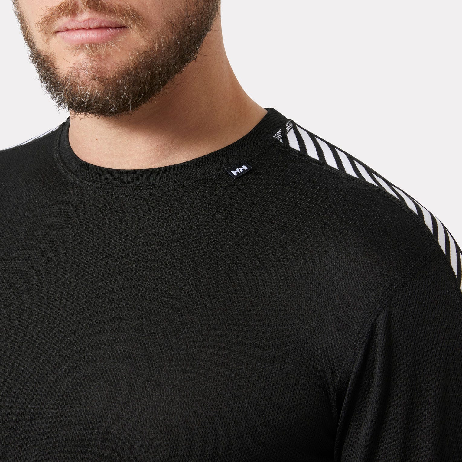 Men's HH LIFA® Stripe Long-Sleeve Crew Base Layer - 998 BLACK