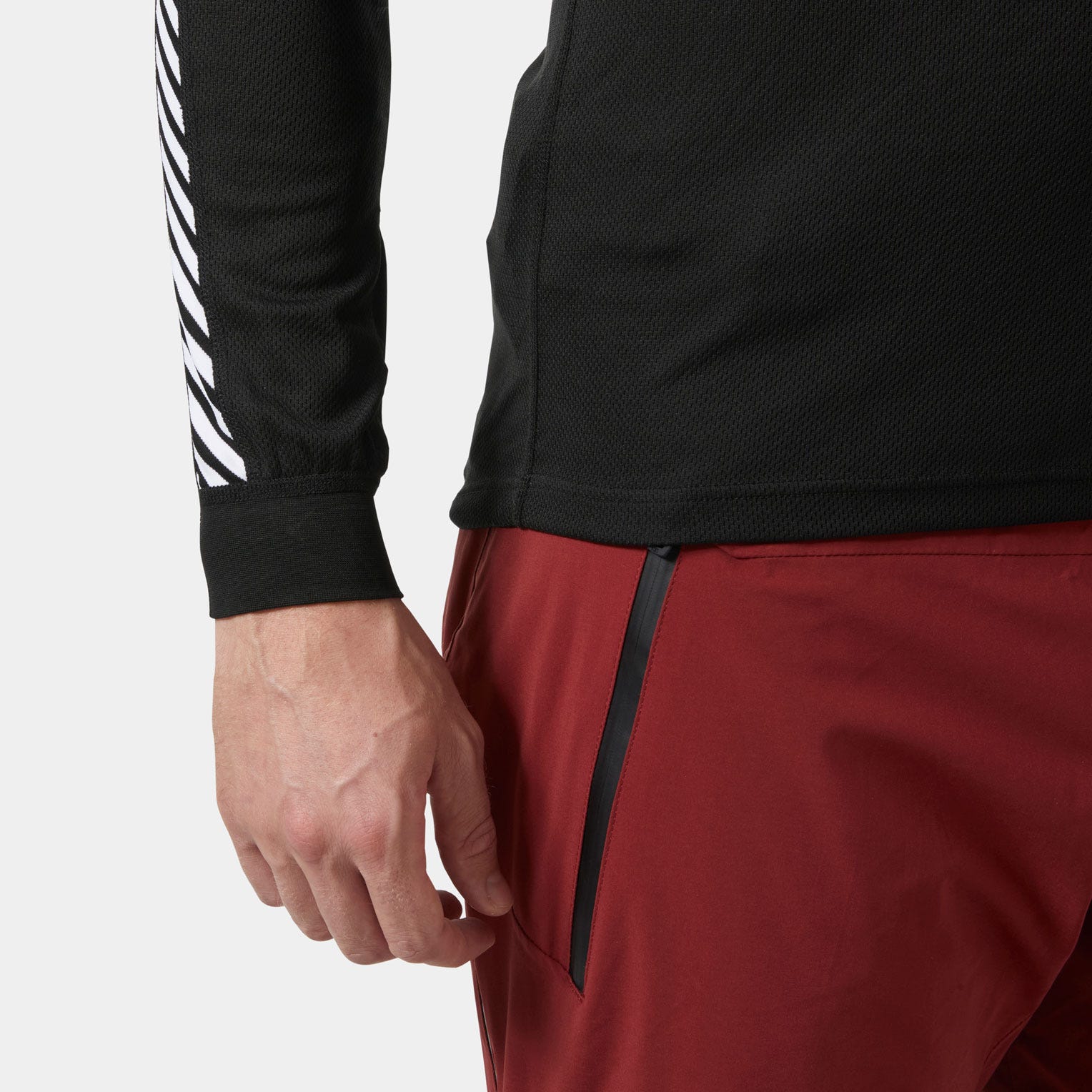 Men's HH LIFA® Stripe Long-Sleeve Crew Base Layer - 998 BLACK