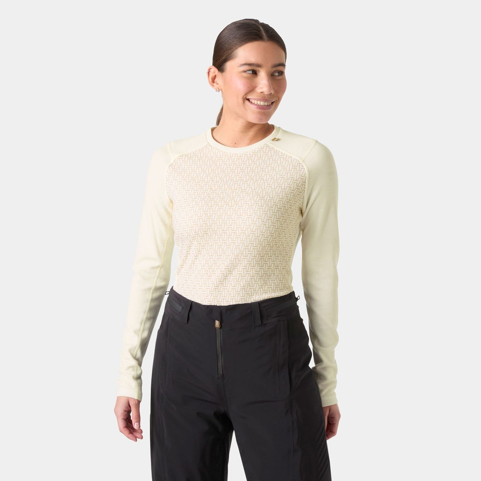 Women’s LIFA® Merino Midweight Graphic Long-Sleeve Crew Base Layer - 047 SNOW MONOGR