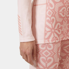 Women’s LIFA® Merino Midweight Graphic Long-Sleeve Crew Base Layer - 082 PINK TINT NORDIC ROSE AOP
