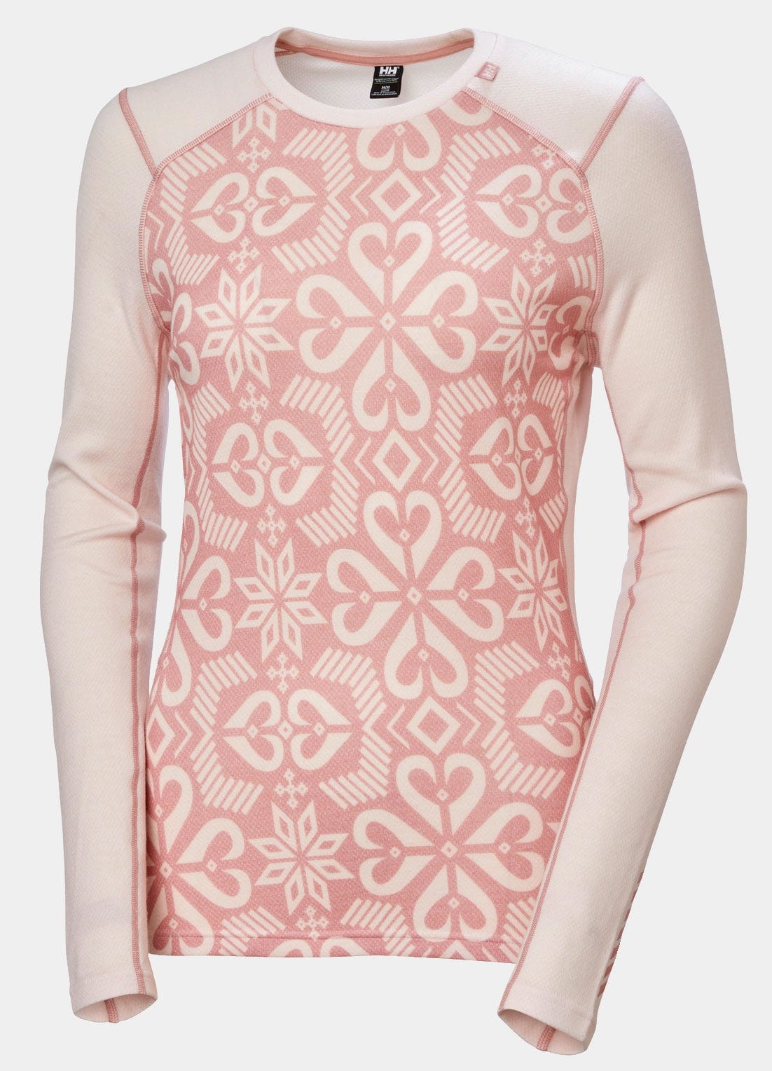 Women’s LIFA® Merino Midweight Graphic Long-Sleeve Crew Base Layer - 082 PINK TINT NORDIC ROSE AOP