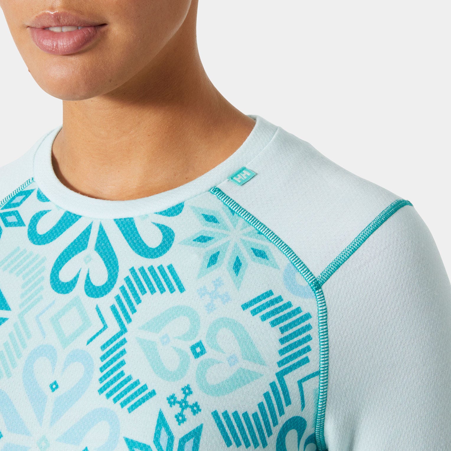 Women’s LIFA® Merino Midweight Graphic Long-Sleeve Crew Base Layer - 562 ICICLE NORDIC ROSE AOP