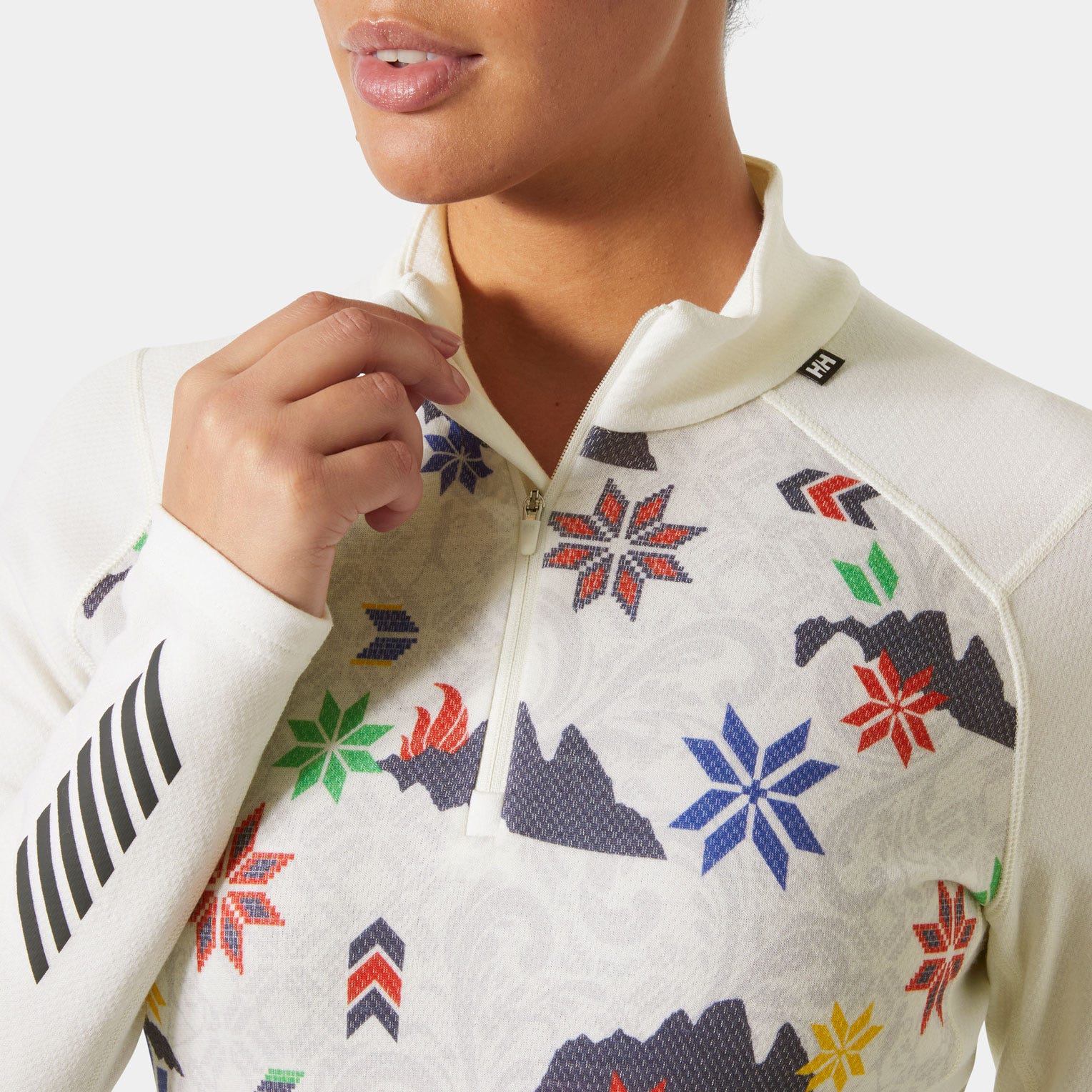 Women's LIFA® Merino Midweight Graphic Half-Zip Base Layer - 015 OFF WHITE