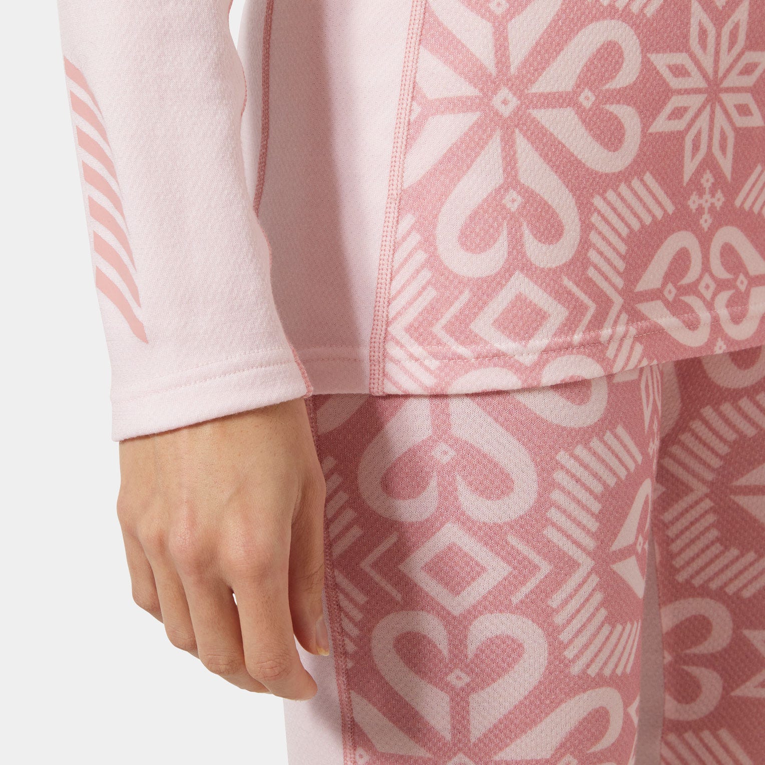 Women's LIFA® Merino Midweight Graphic Half-Zip Base Layer - 082 PINK TINT NORDIC ROSE AOP