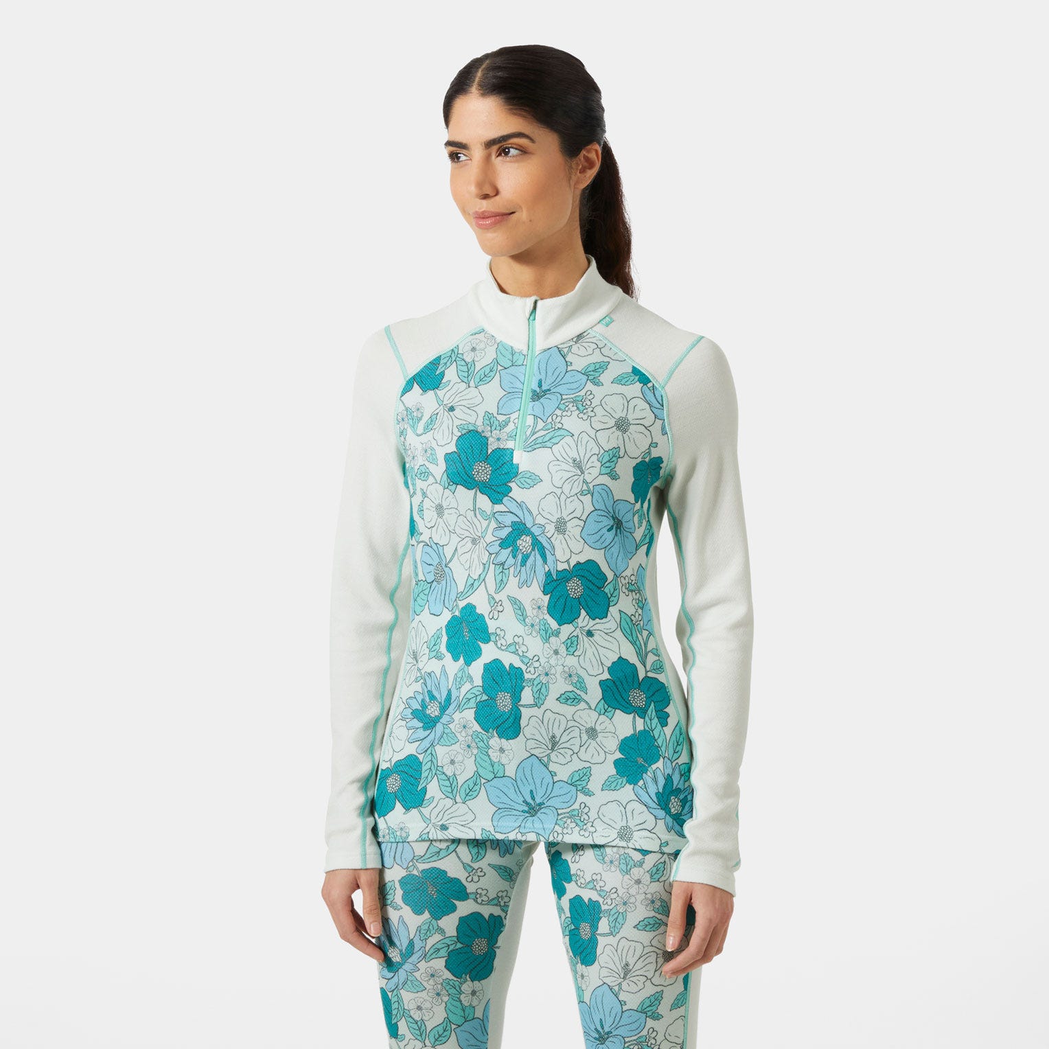 Women's LIFA® Merino Midweight Graphic Half-Zip Base Layer - 403 SEAFOAM FLORAL AOP