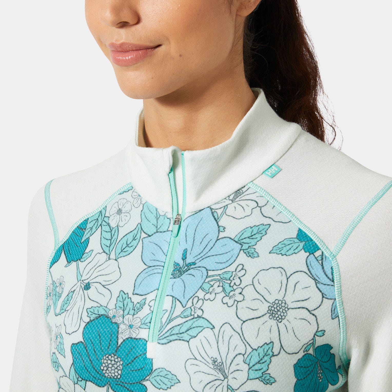 Women's LIFA® Merino Midweight Graphic Half-Zip Base Layer - 403 SEAFOAM FLORAL AOP