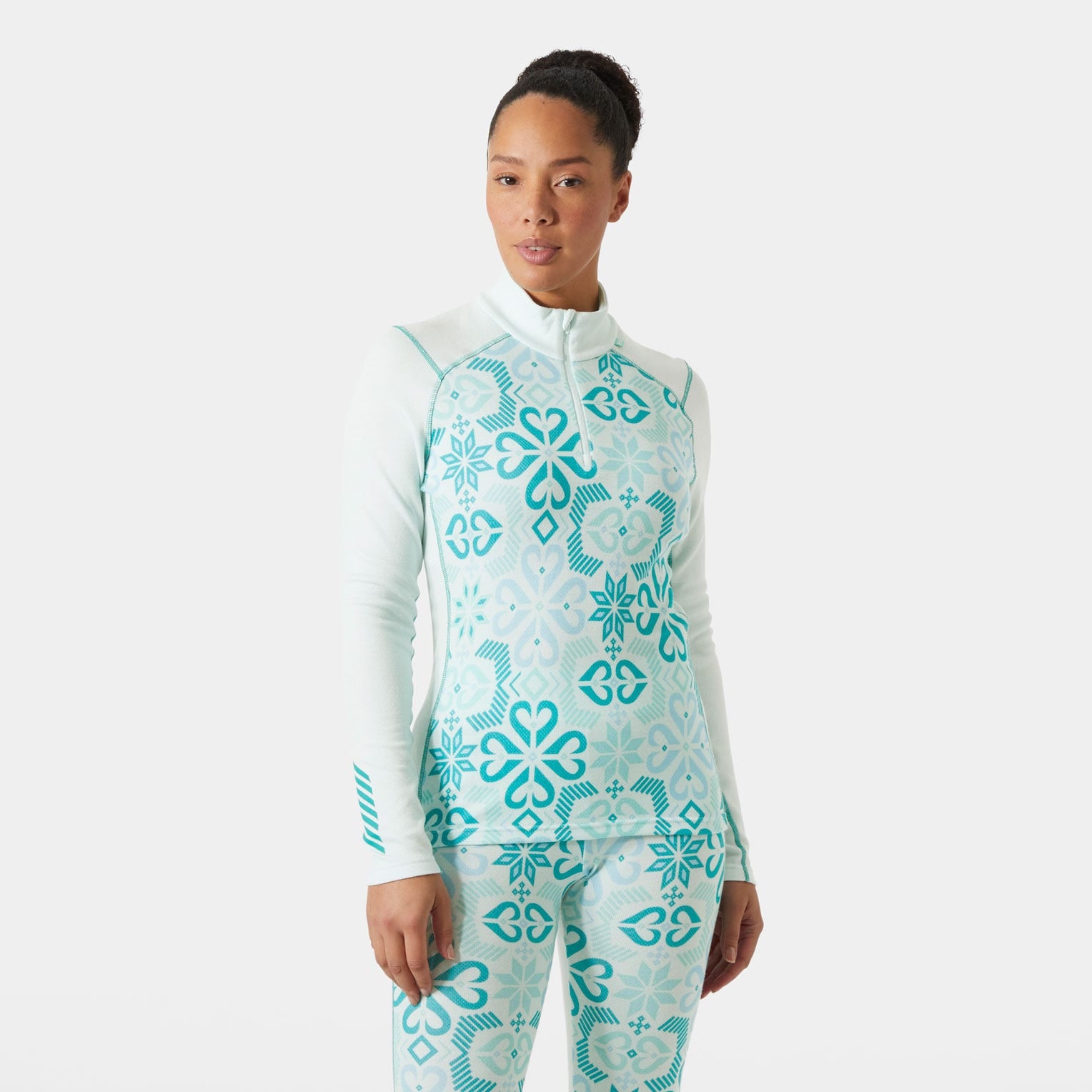 Women's LIFA® Merino Midweight Graphic Half-Zip Base Layer - 562 ICICLE NORDIC ROSE AOP