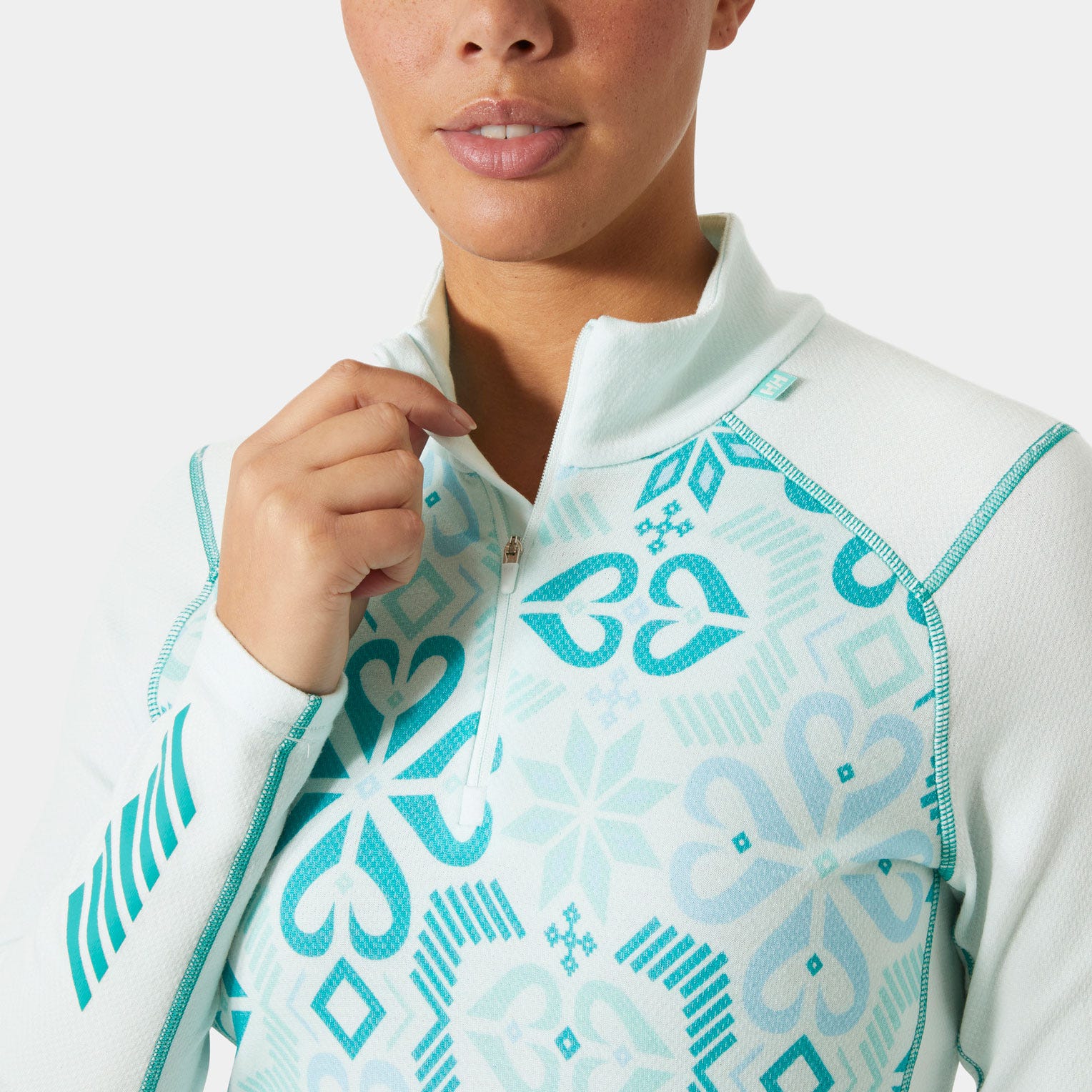 Women's LIFA® Merino Midweight Graphic Half-Zip Base Layer - 562 ICICLE NORDIC ROSE AOP