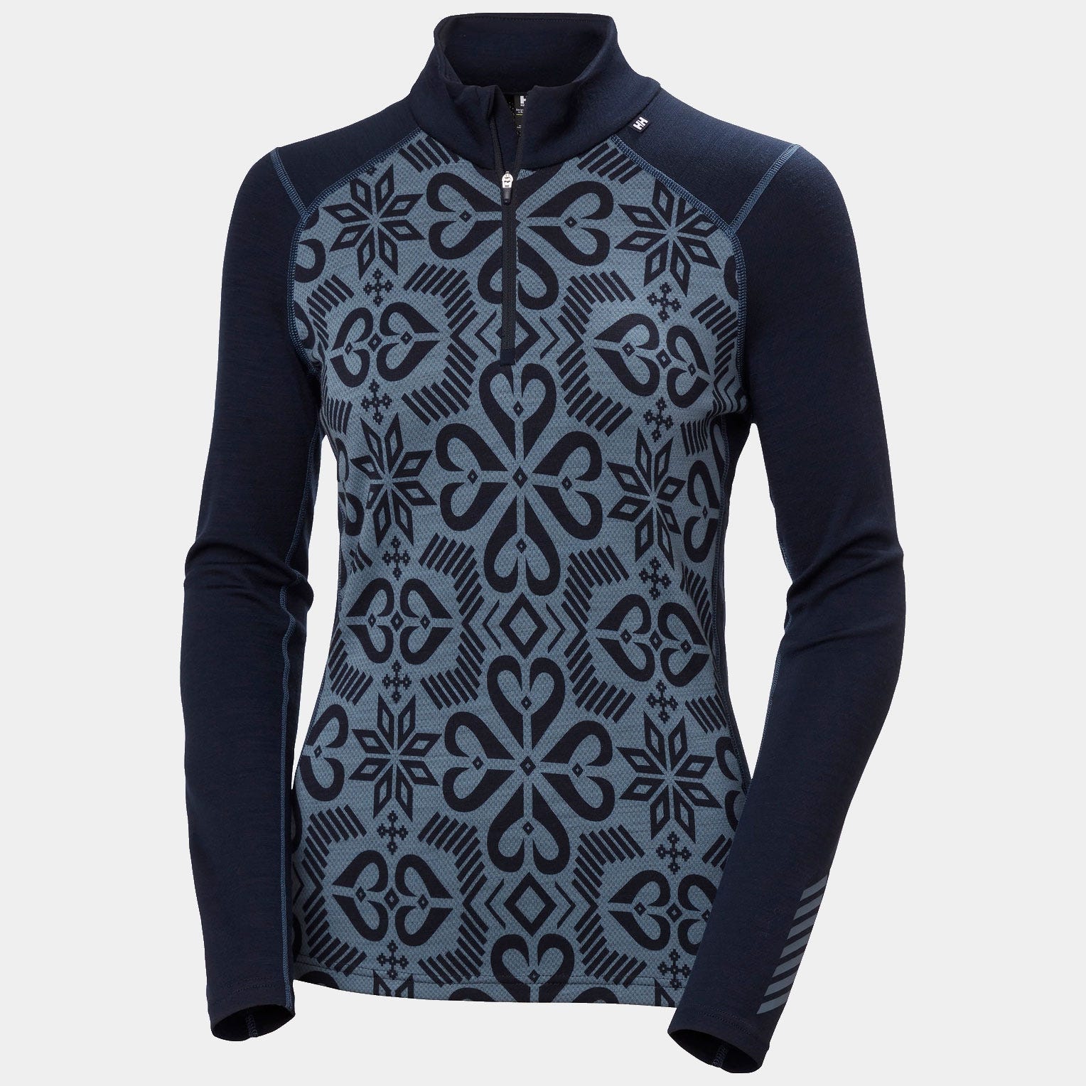 Women's LIFA® Merino Midweight Graphic Half-Zip Base Layer - 600 NAVY NORDIC ROSE AOP