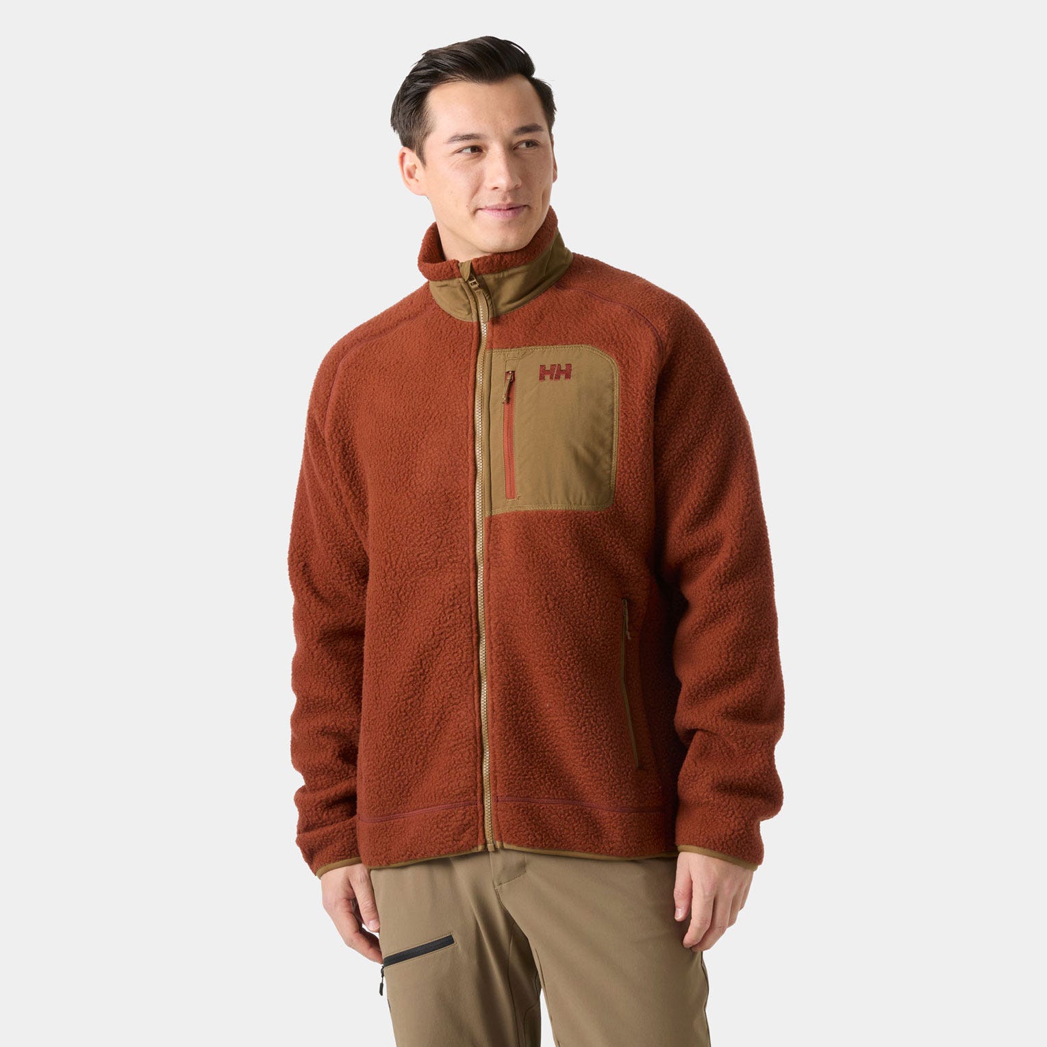 Men's Panorama Pile Fleece Block Jacket - 301 IRON OXIDE