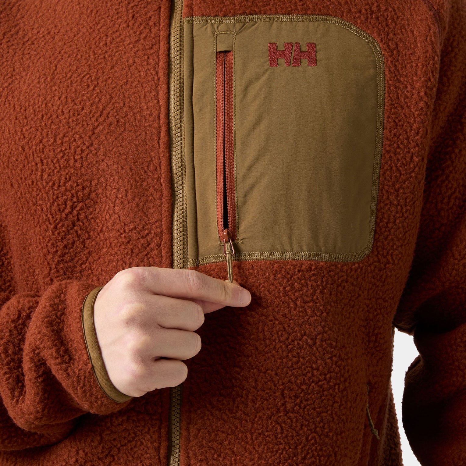 Men's Panorama Pile Fleece Block Jacket - 301 IRON OXIDE