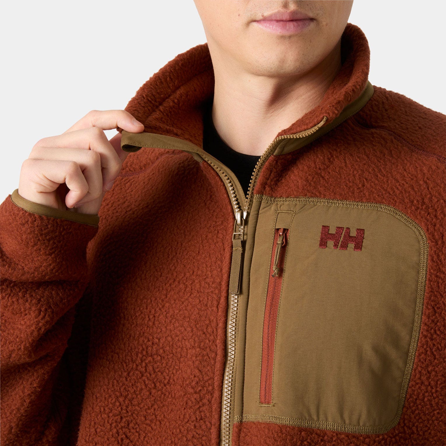 Men's Panorama Pile Fleece Block Jacket - 301 IRON OXIDE