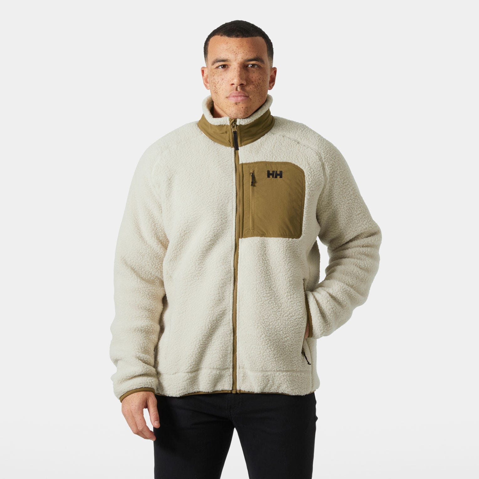 Men's Panorama Pile Fleece Block Jacket - 857 PELICAN