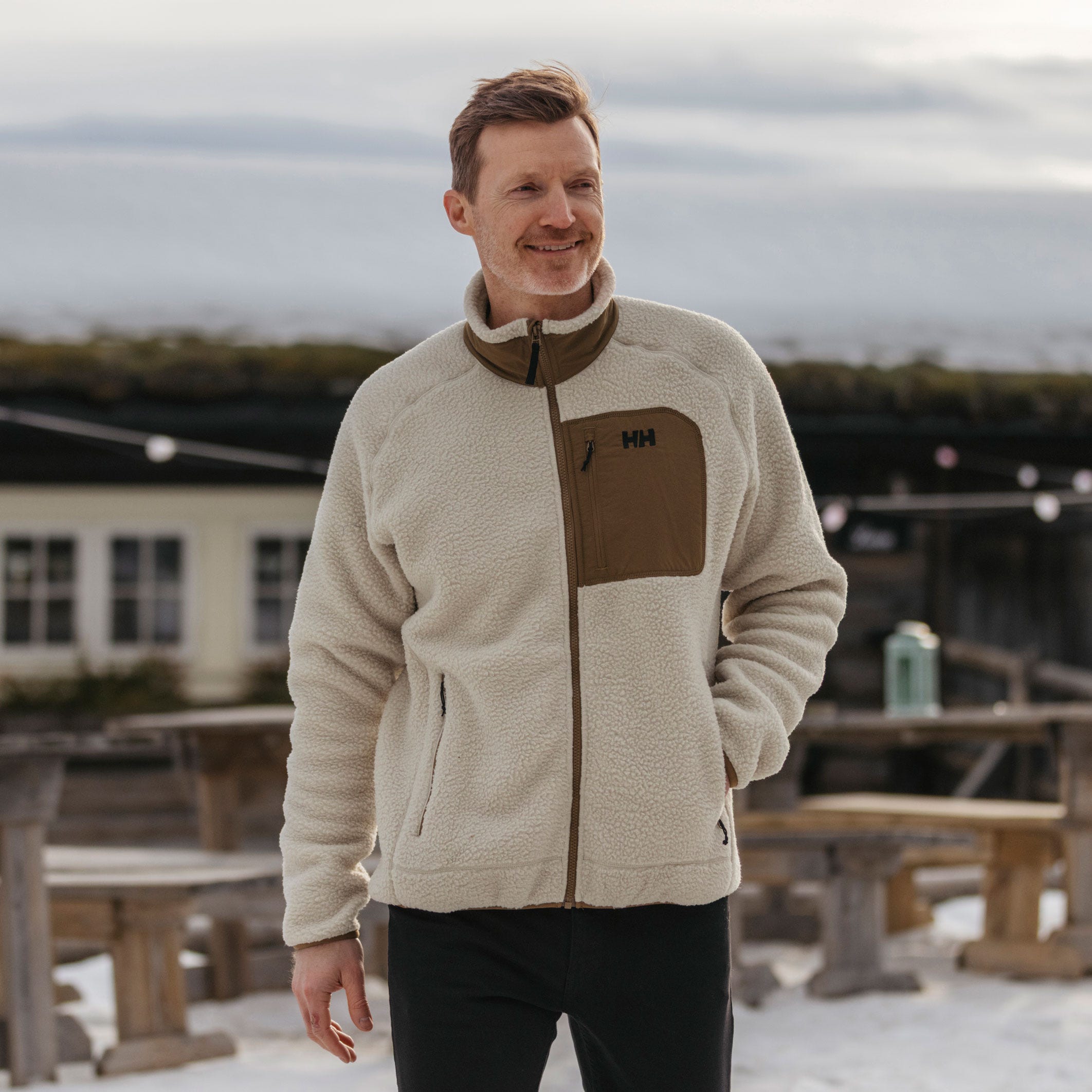 Men's Panorama Pile Fleece Block Jacket - 857 PELICAN
