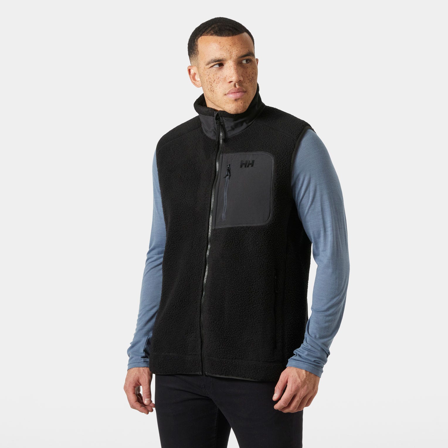 Unisex Panorama Pile Fleece Vest - 990 BLACK