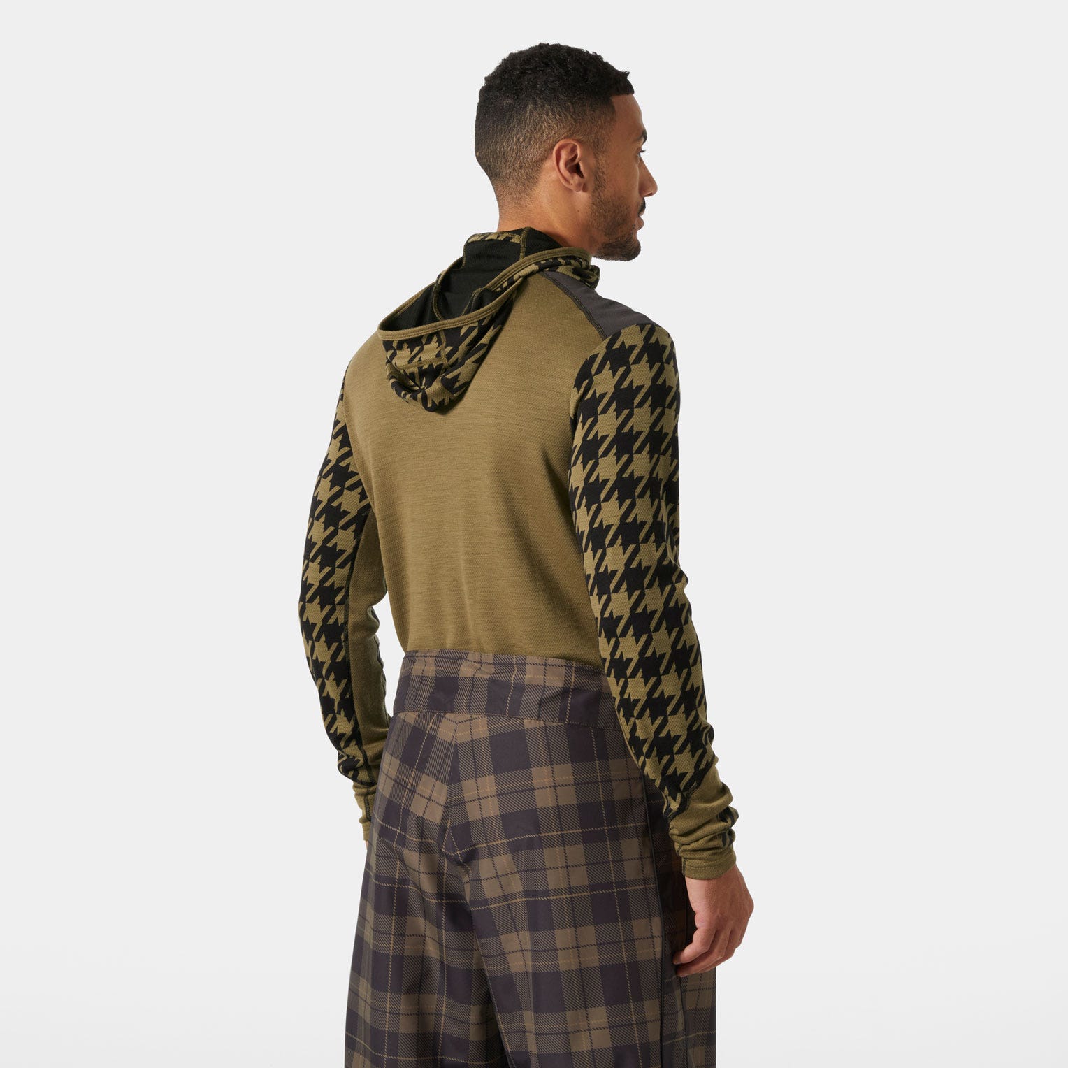 Men's LIFA® Merino Midweight Balaclava Hoodie - 718 SEPIA HOUNDSTOOTH AOP