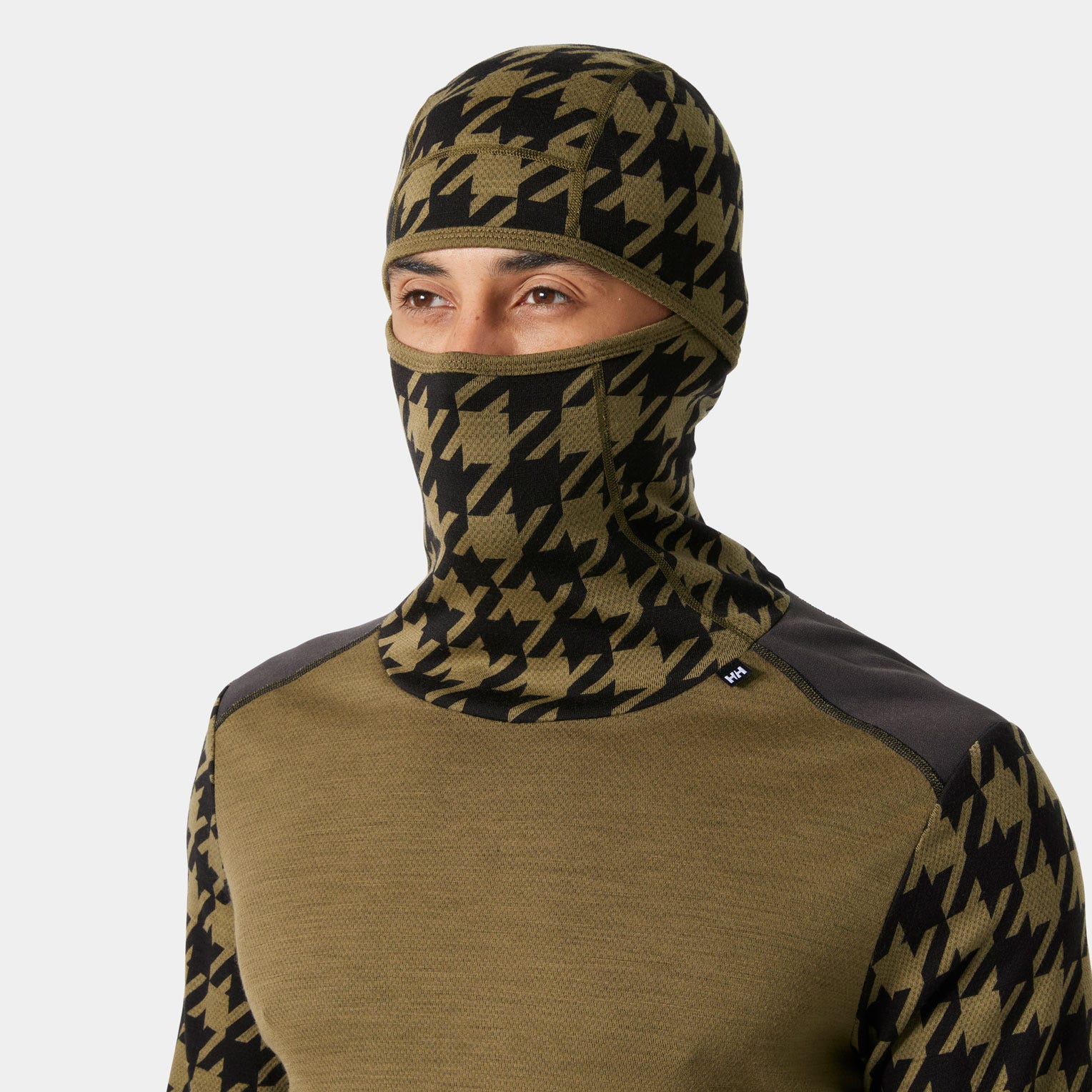 Men's LIFA® Merino Midweight Balaclava Hoodie - 718 SEPIA HOUNDSTOOTH AOP