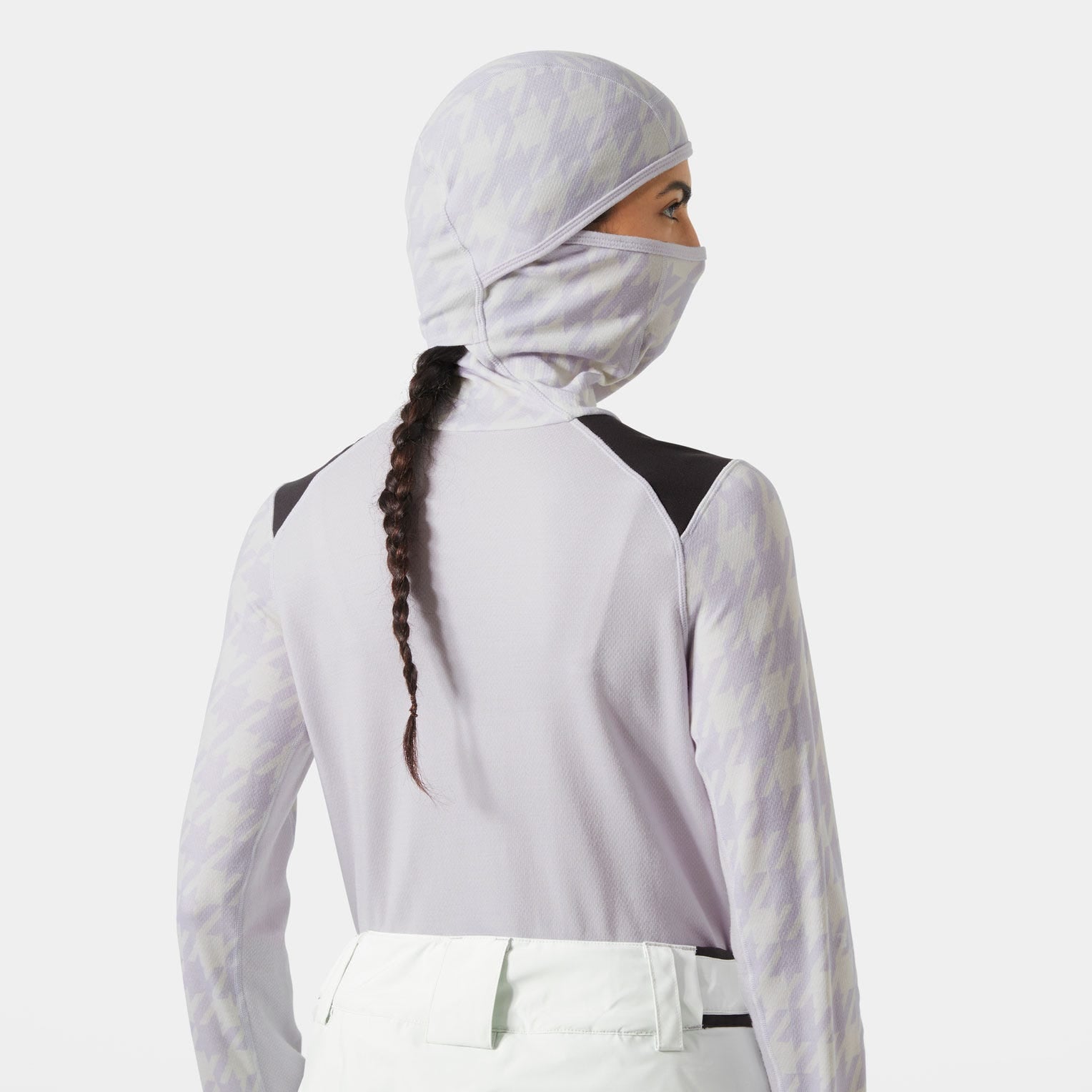 Women's LIFA® Merino Midweight Balaclava Hoodie - 687 LIGHT PURPLE HOUNDSTOOTH AOP