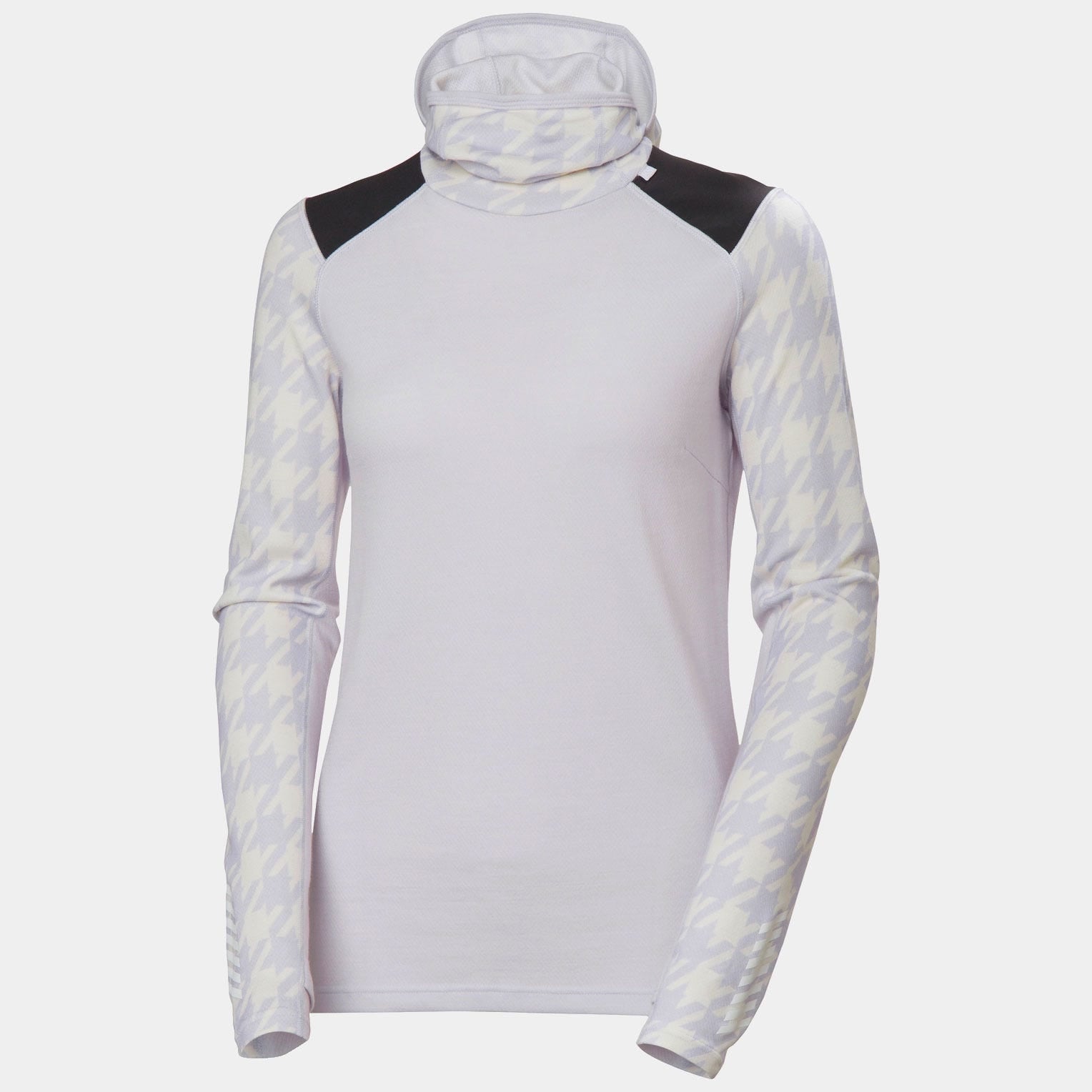 Women's LIFA® Merino Midweight Balaclava Hoodie - 687 LIGHT PURPLE HOUNDSTOOTH AOP