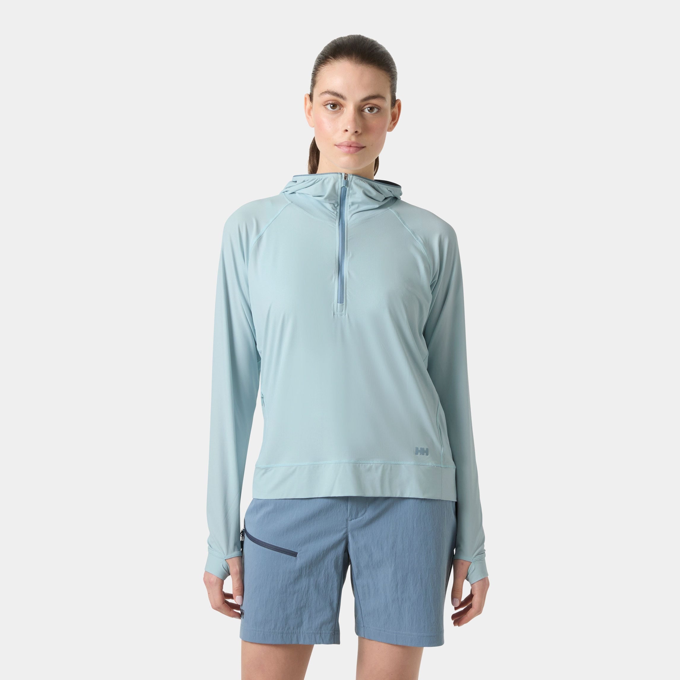 Women's Shine Solen Half-Zip Sun Hoodie - 537 BARELY BLUE