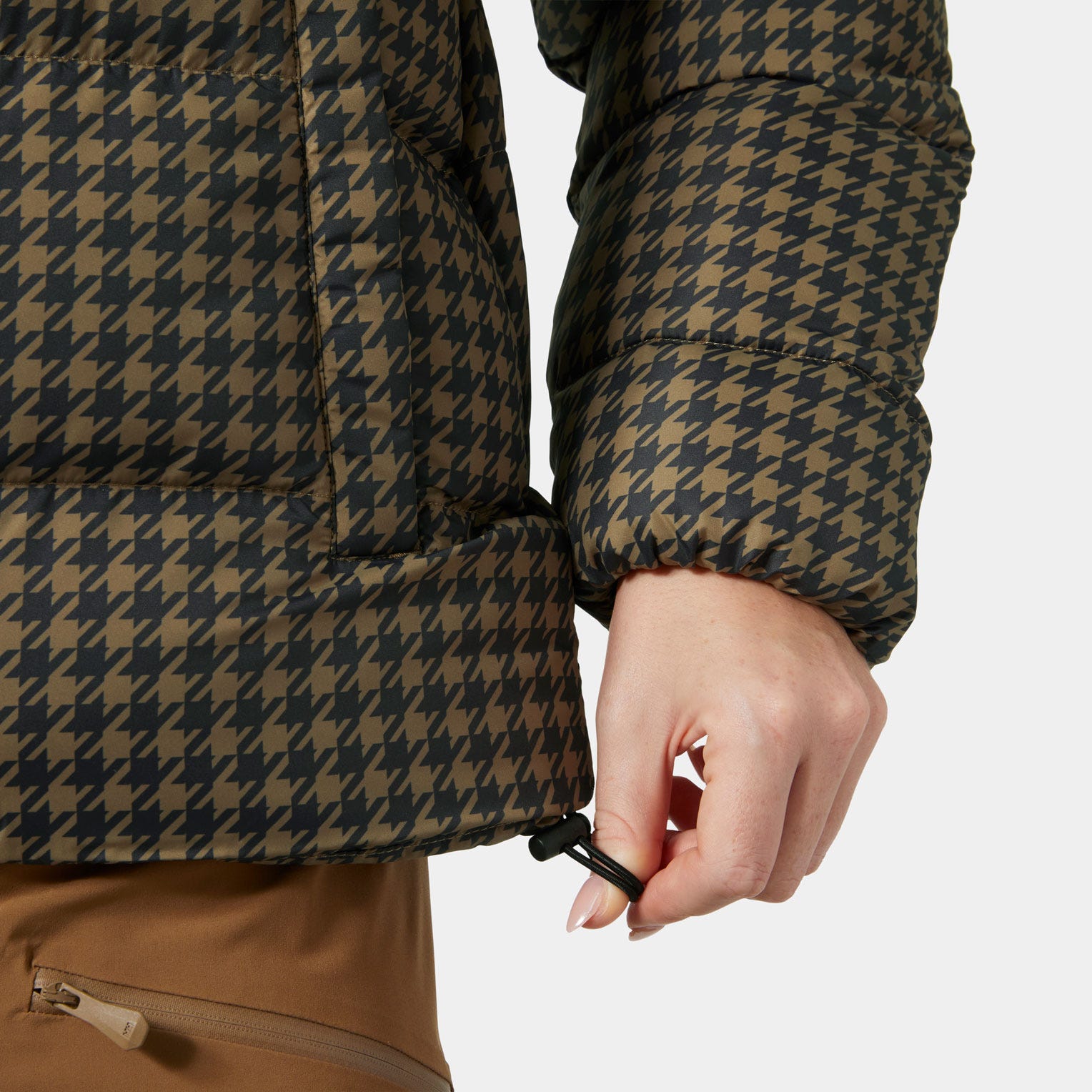 Women's Jade Puffer Jacket - 718 SEPIA HOUNDSTOOTH AOP