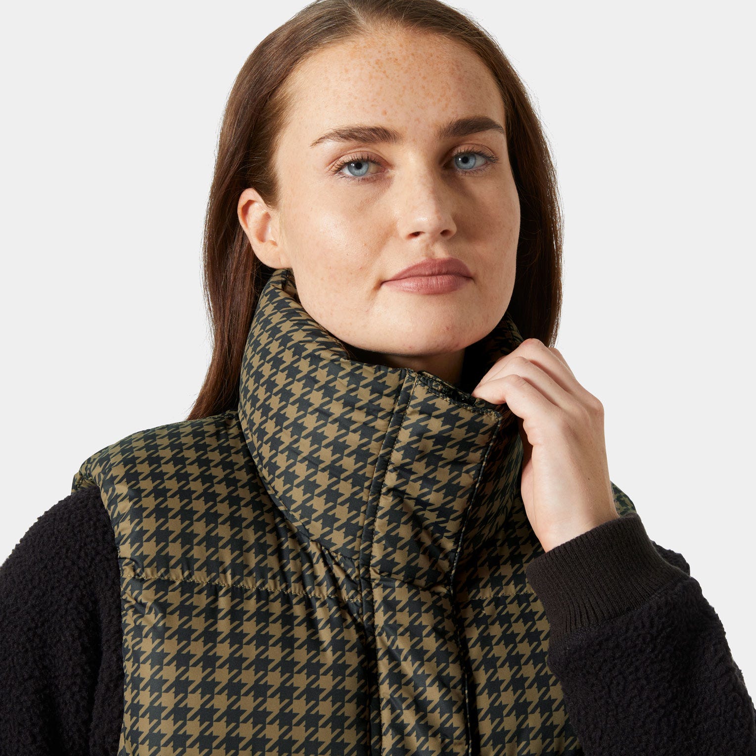 Women's Jade Vest - 718 SEPIA HOUNDSTOOTH AOP