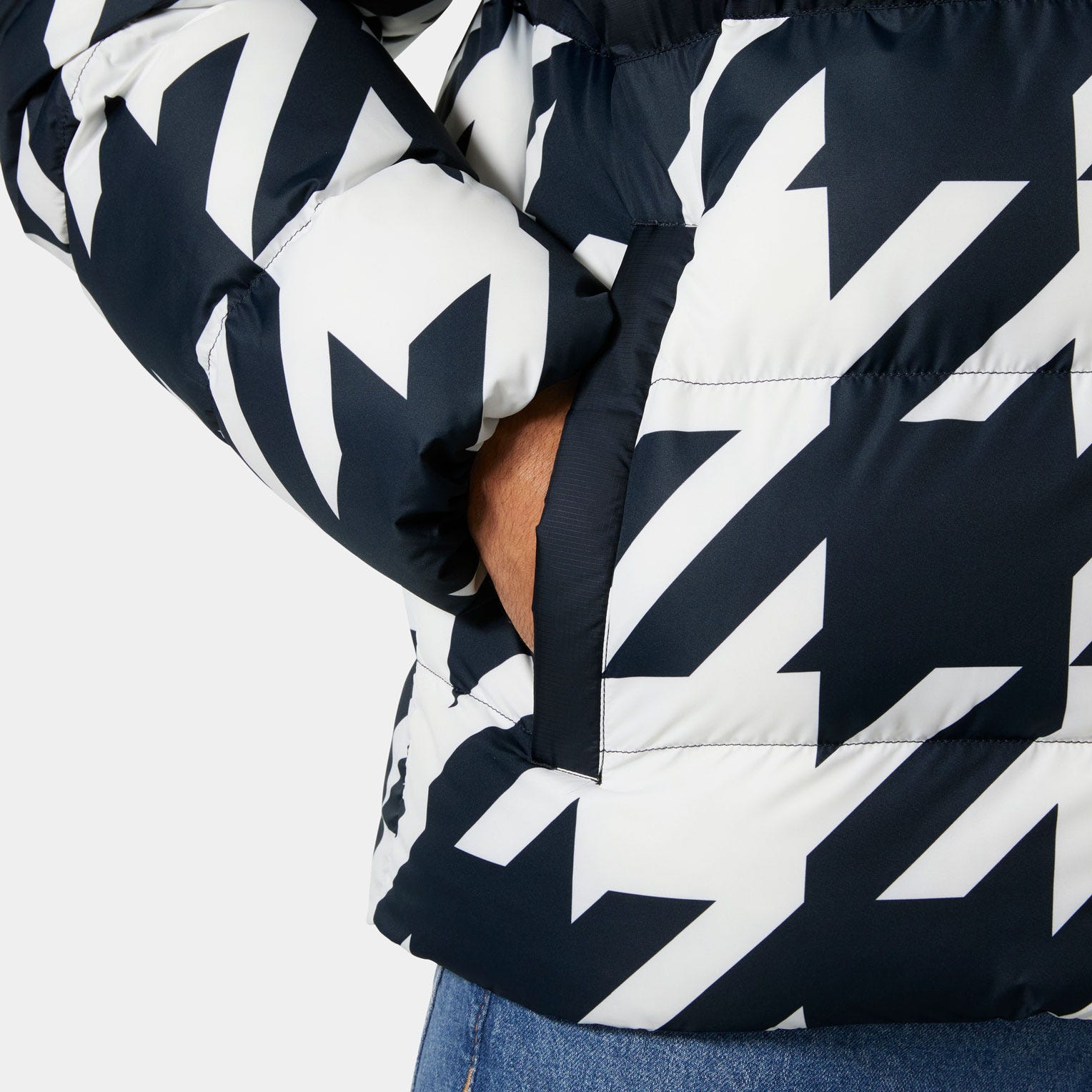 Men's Oslo Graphic Puffy Jacket - 597 NAVY HOUNDSTOOTH AOP