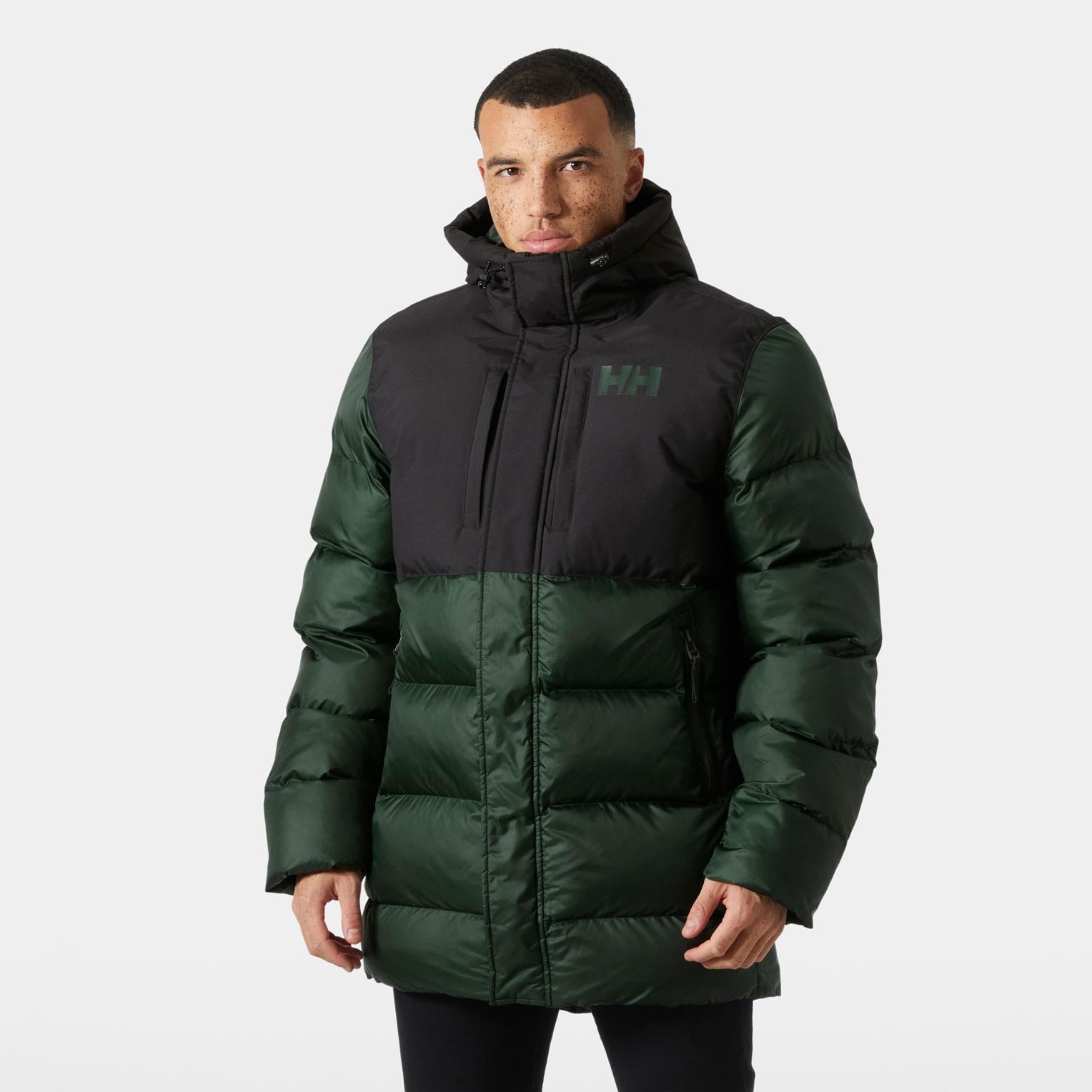Men's Active Puffy Long Jacket - 418 DARK JUNGLE