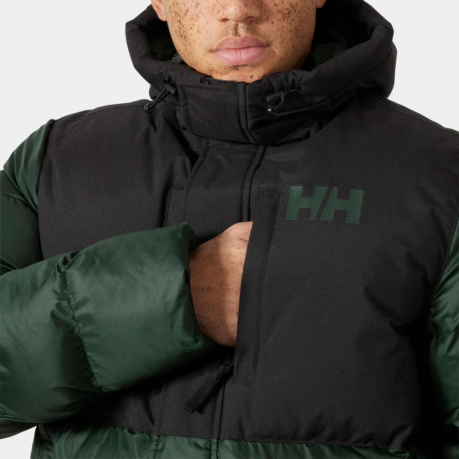 Men's Active Puffy Long Jacket - 418 DARK JUNGLE